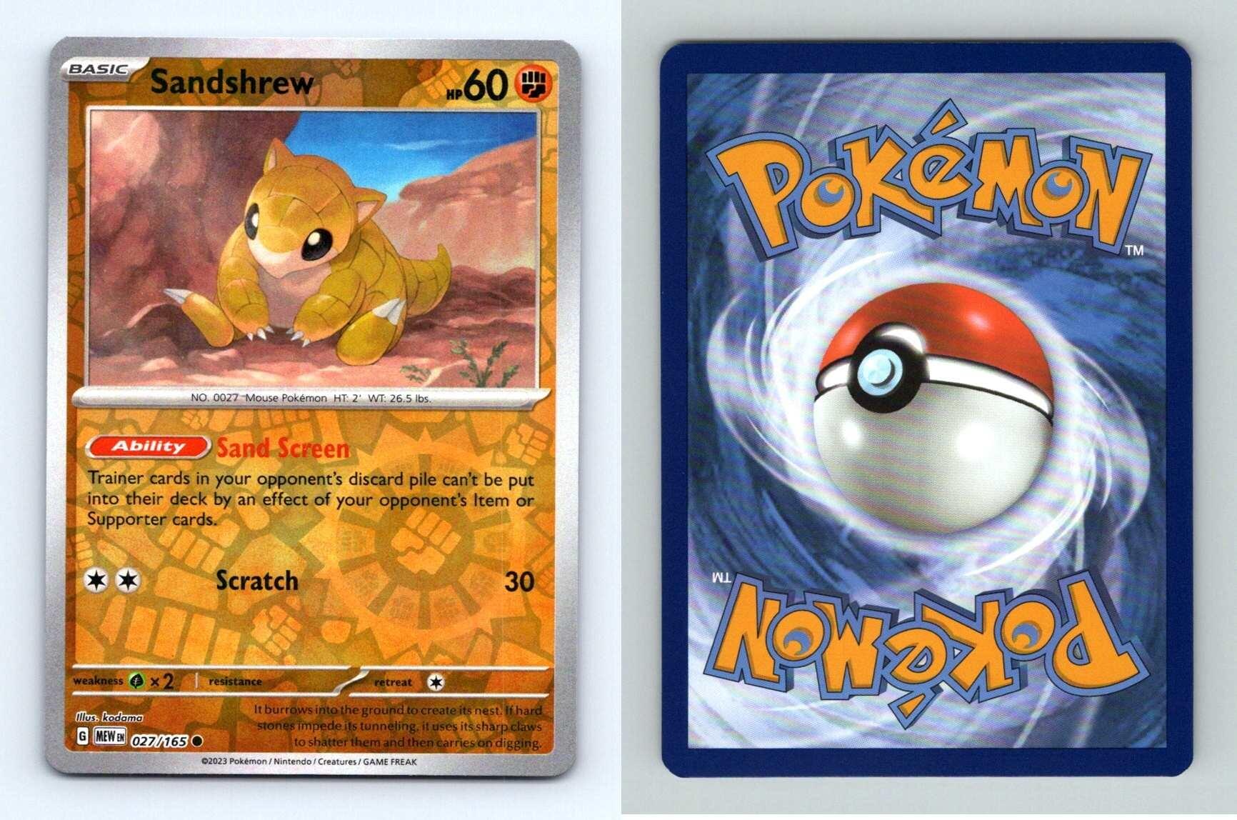 Sandshrew 27 165 Scarlet Violet 151 Pokemon 2023 Reverse Holo Common