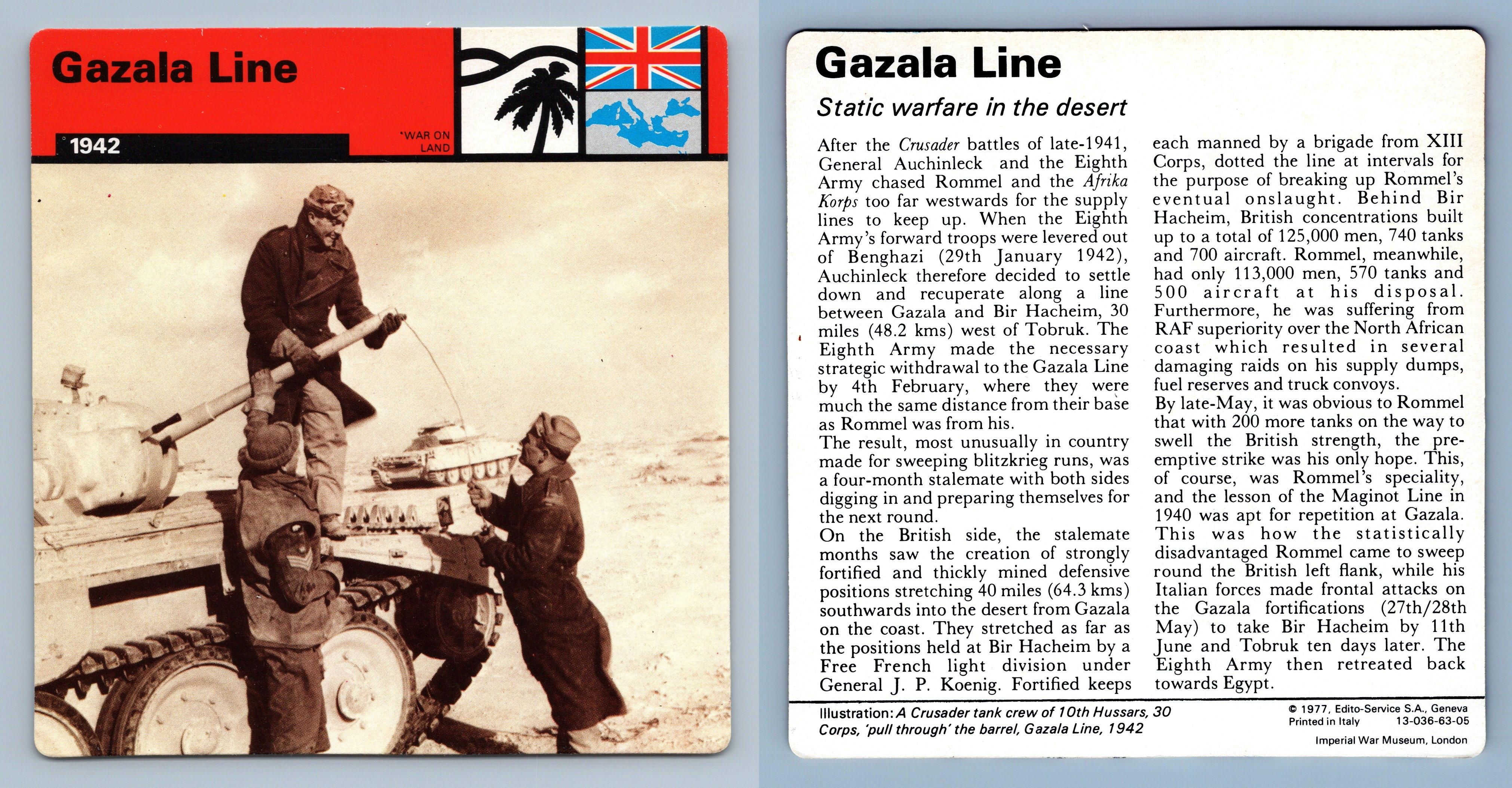 Gazala Line 1942 War On Land WW2 Edito Service SA 1977 Card