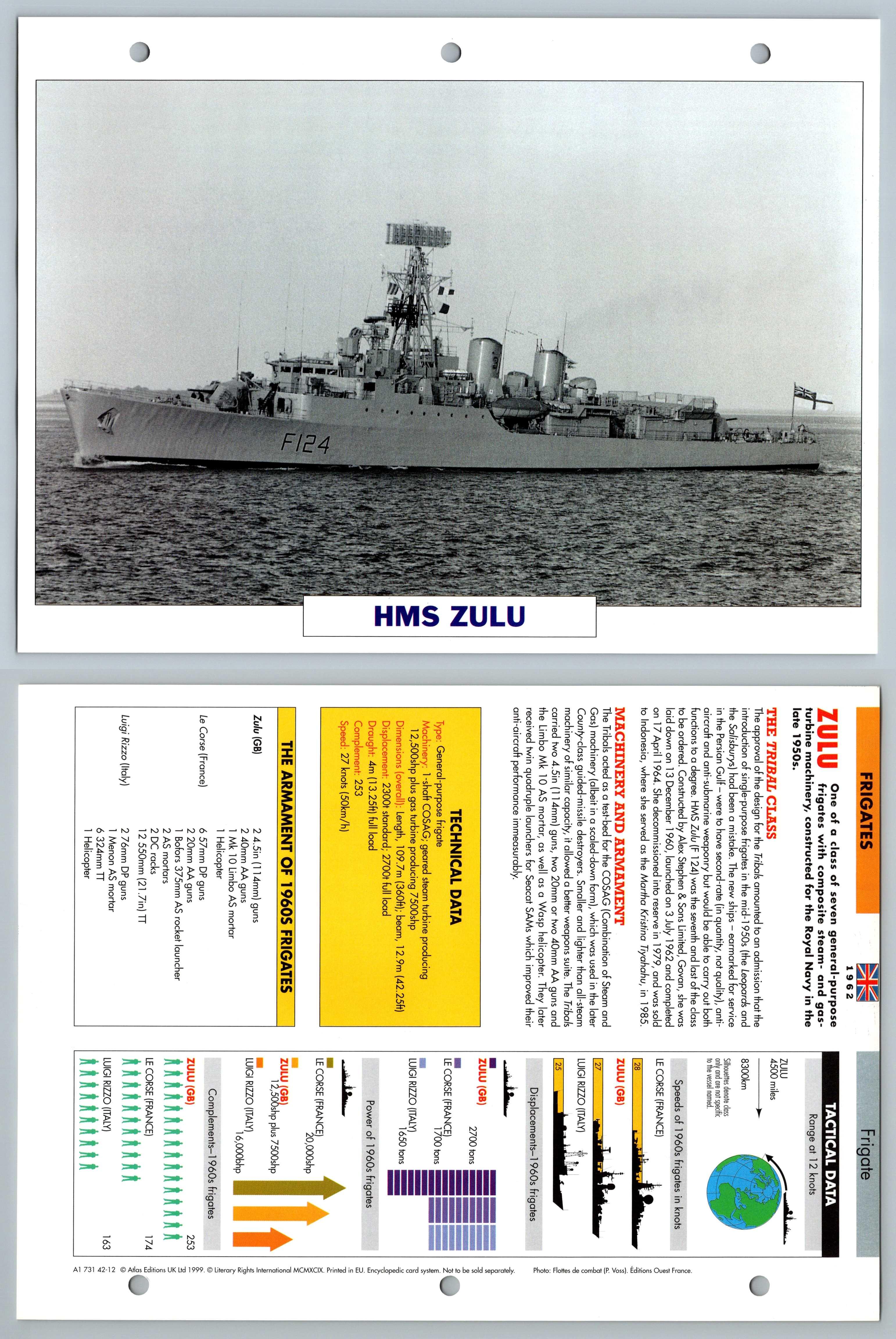 1962 Atlas Warships Maxi Card HMS Ajax Frigates 