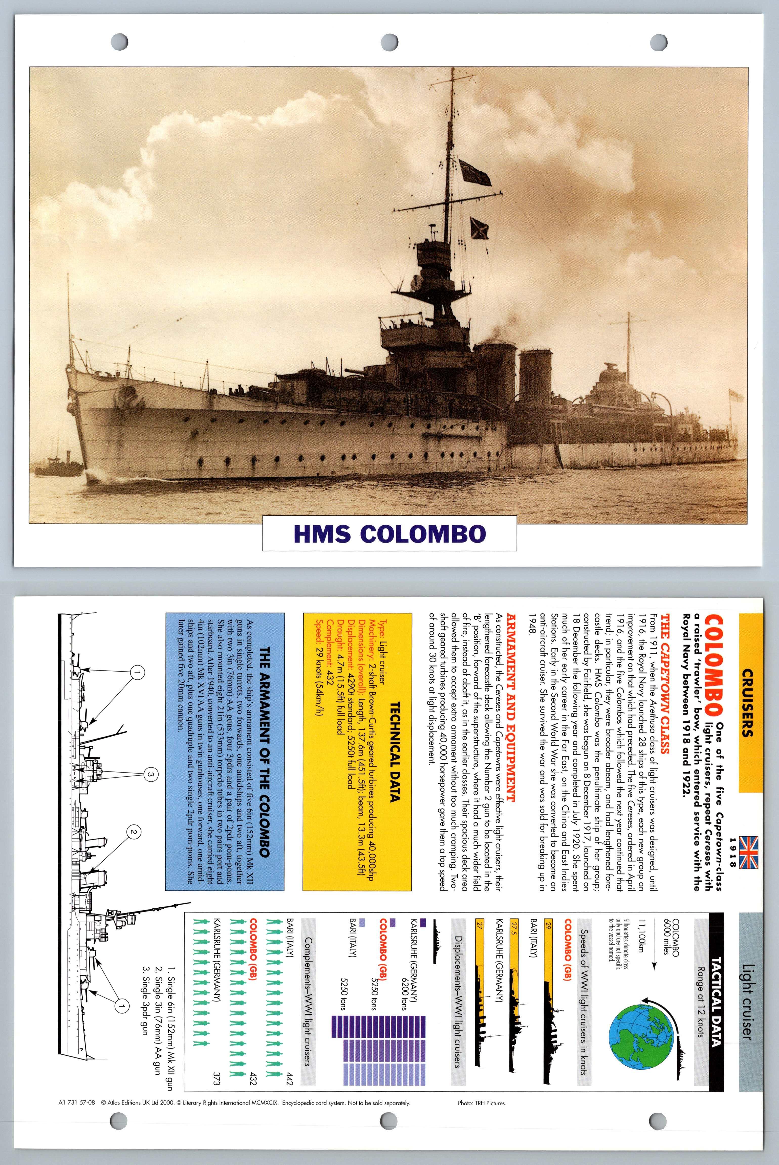 1934 Cruisers Atlas Warships Maxi Card HMS Ajax 