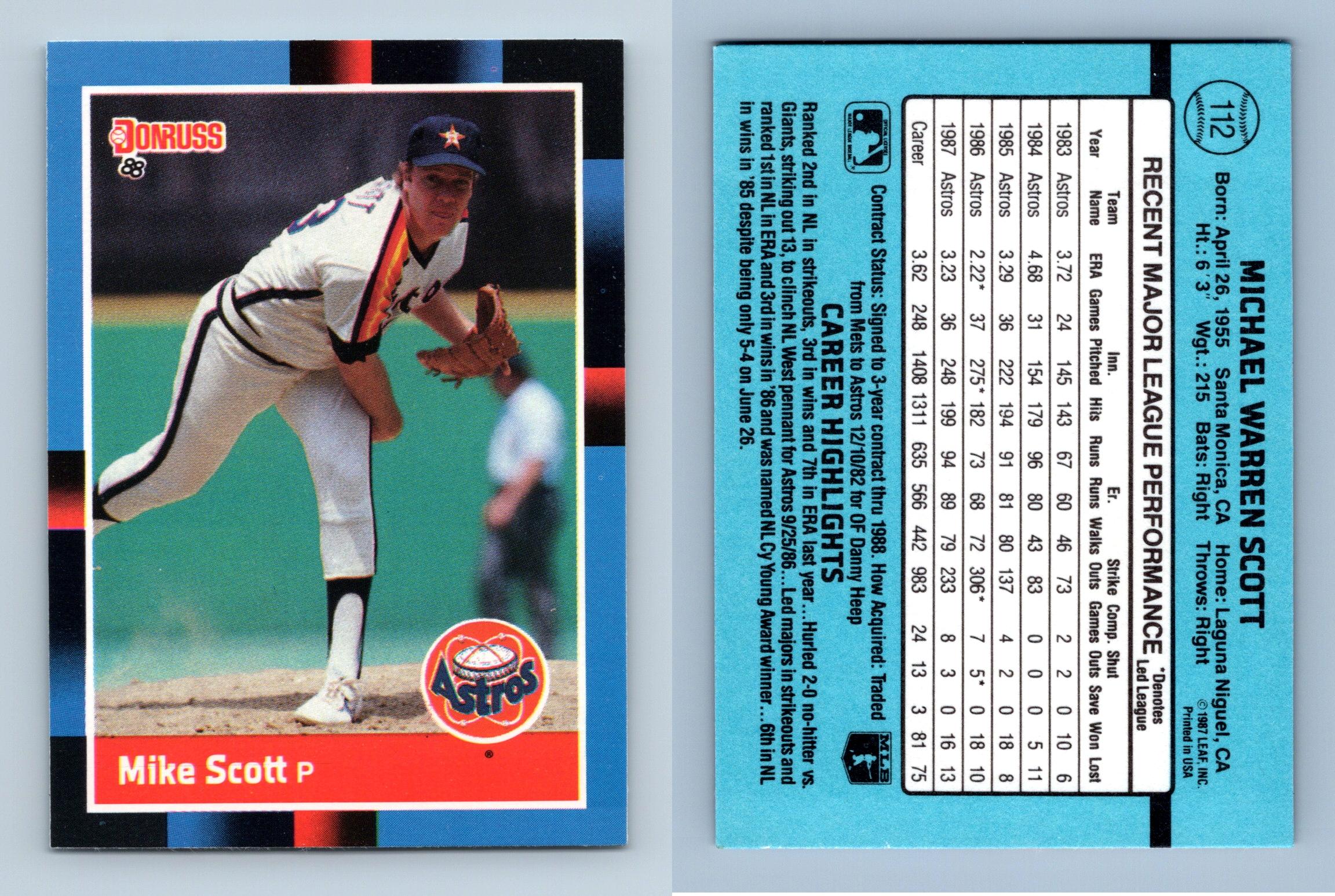 Mike Scott - Astros #112 Donruss 1988 Baseball Trading Card