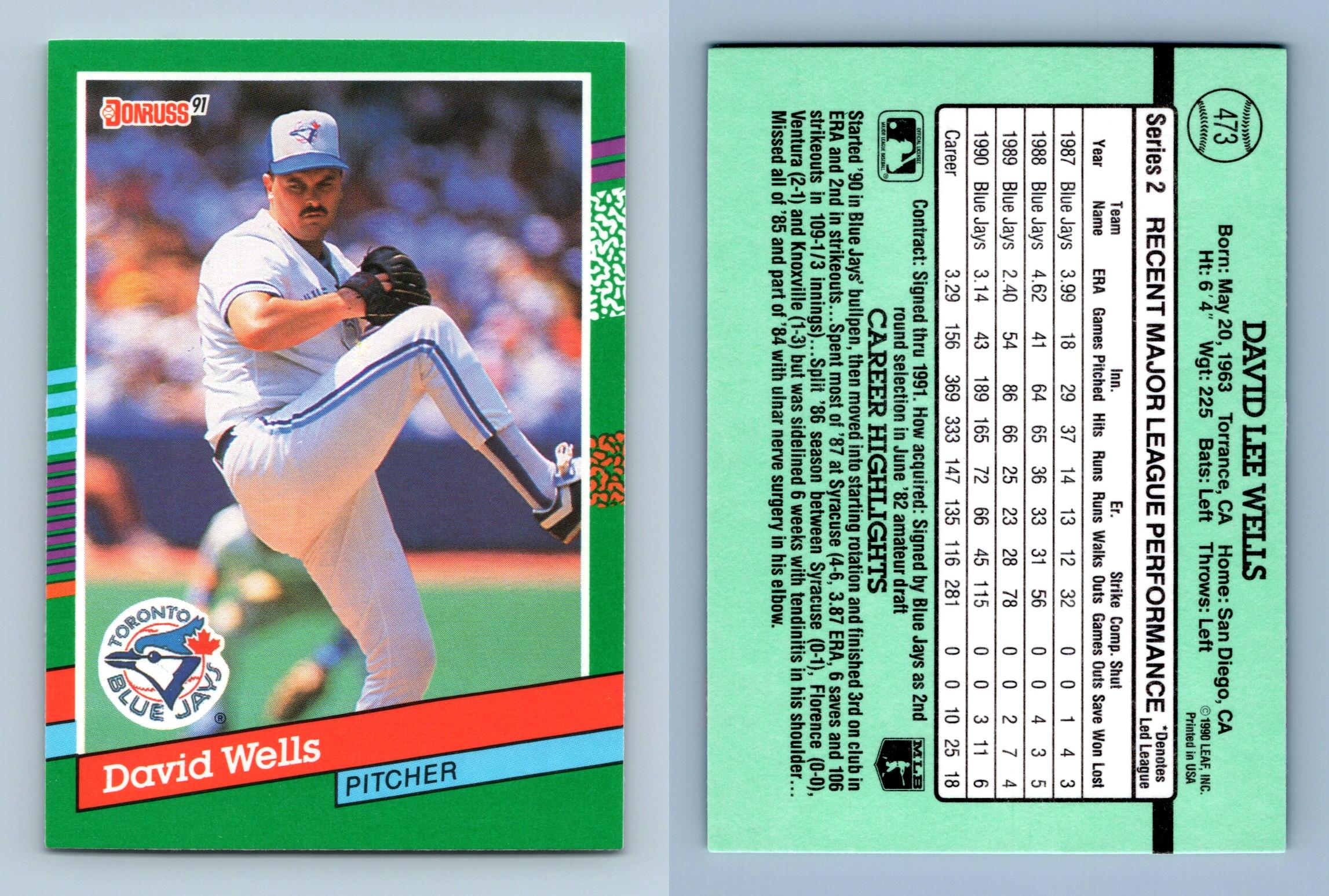 بروجكتر David Wells - Blue Jays #473 Donruss 1991 Baseball Trading Card بروجكتر