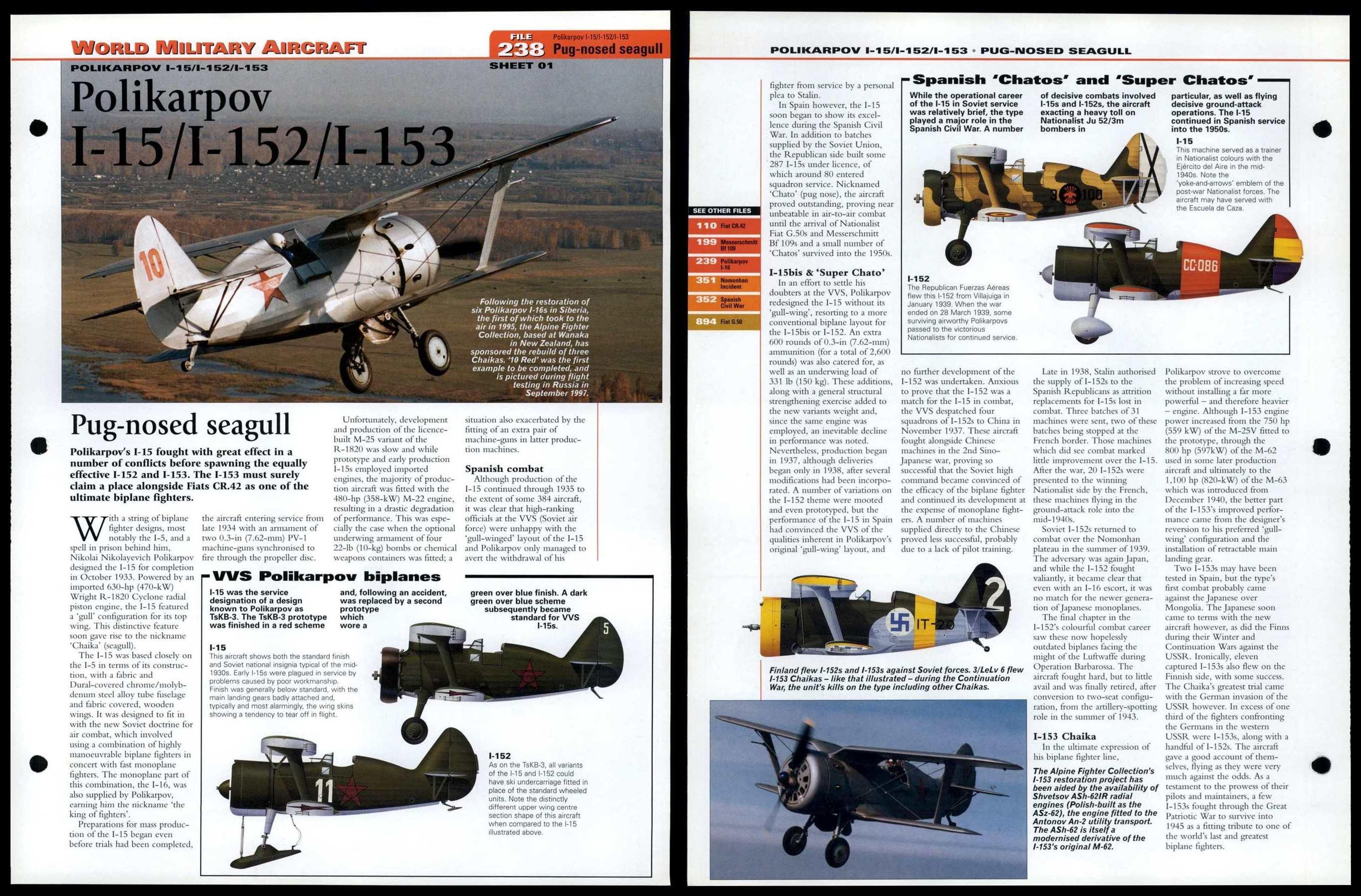 Polikarpov I-15/I-152/I-153 #238 - Military - World Aircraft ...