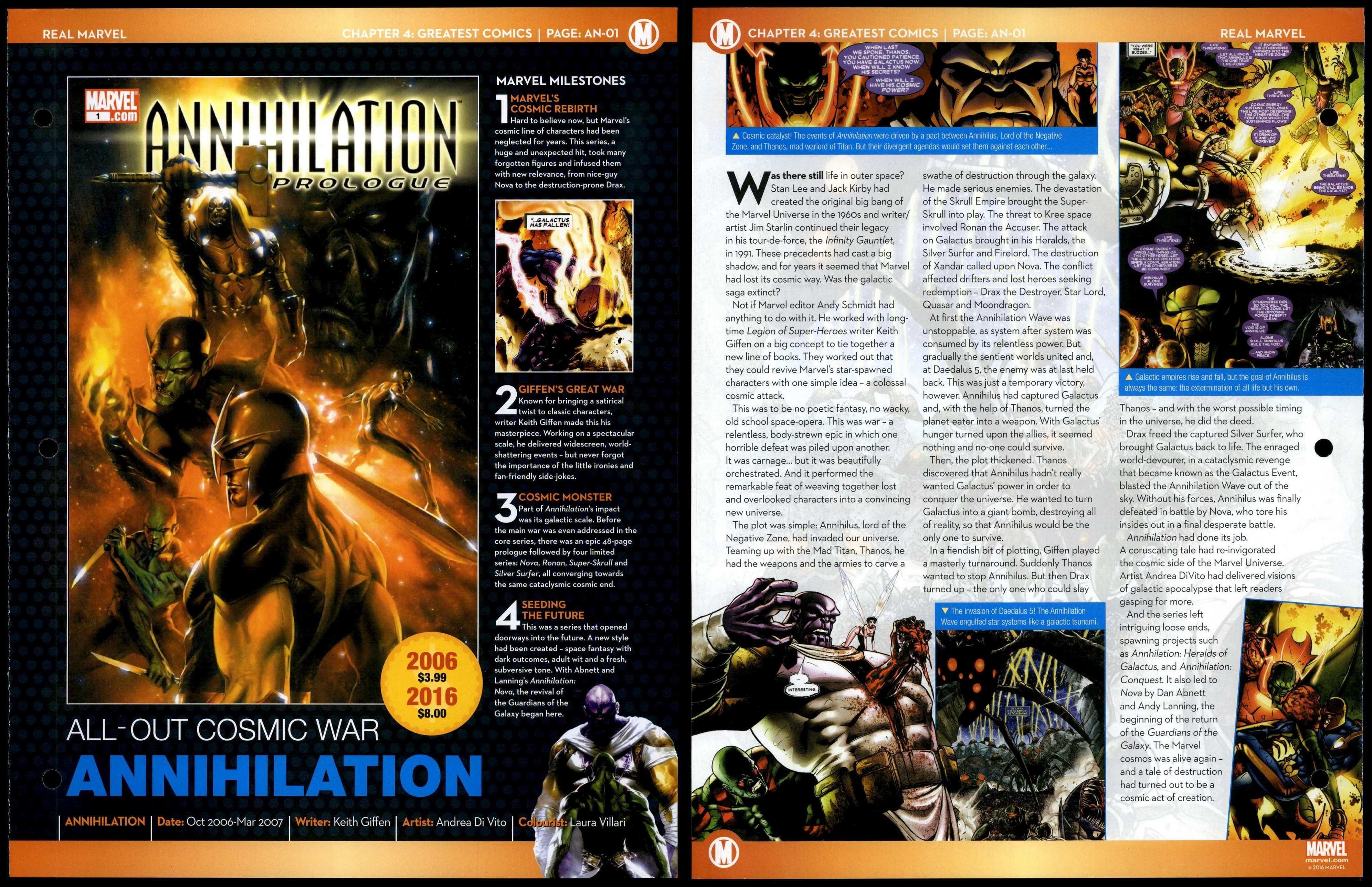 Annihilation Prologue AN 01 Greatest Comics Real Marvel Fact File Page