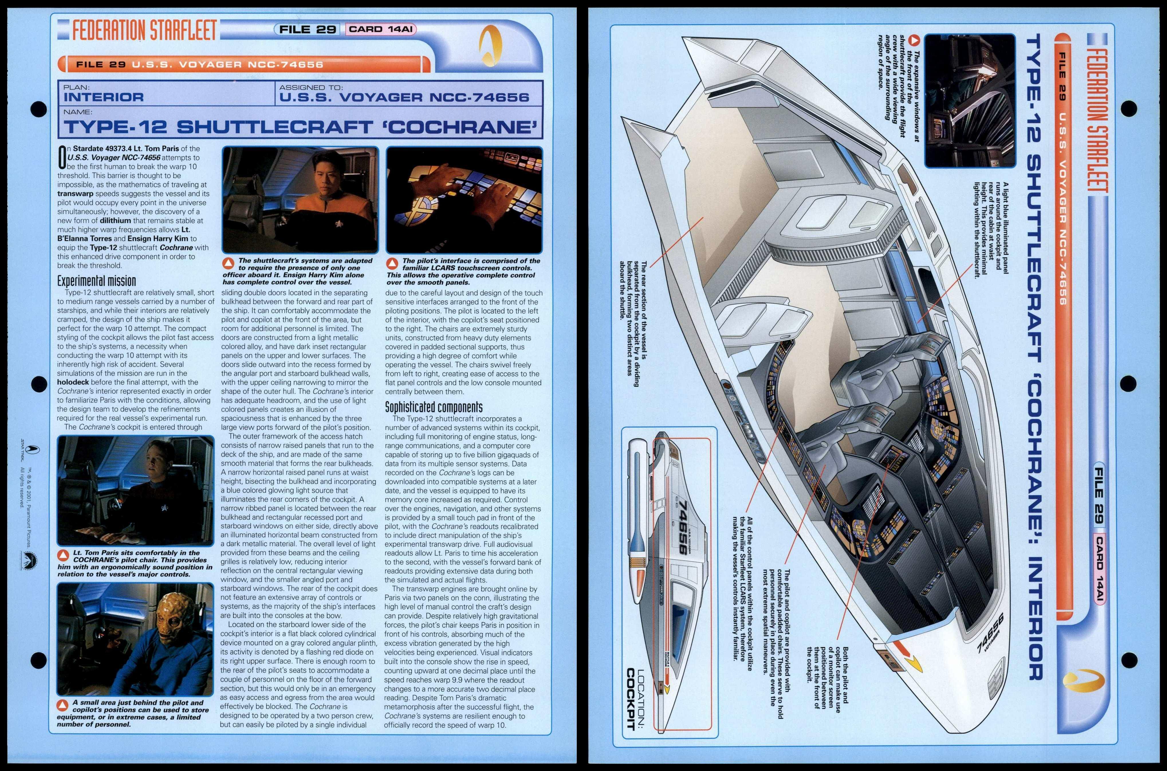 Type Shuttlecraft Cochrane Ai Uss Voyager Star Trek Fact File