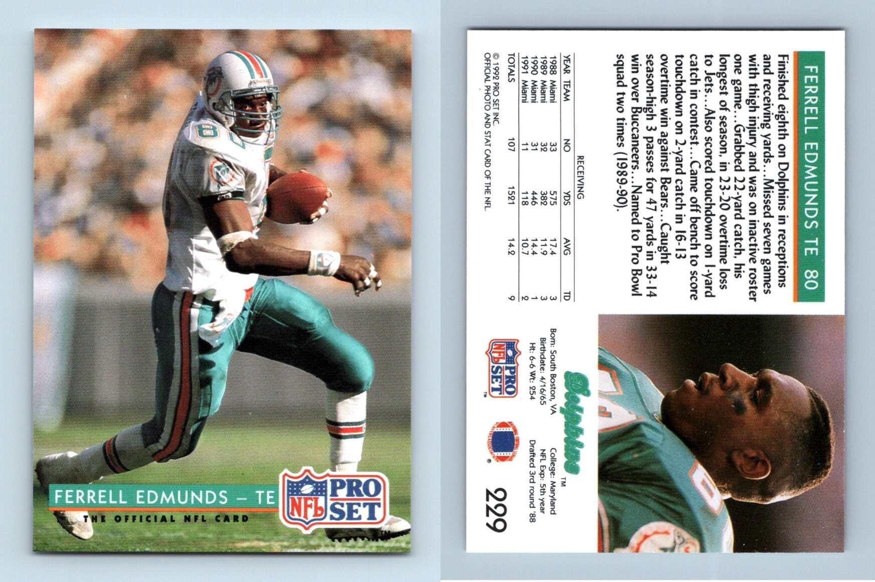 Ferrell Edmunds 229 NFL Pro Set 1992 Series 1 Trading Card