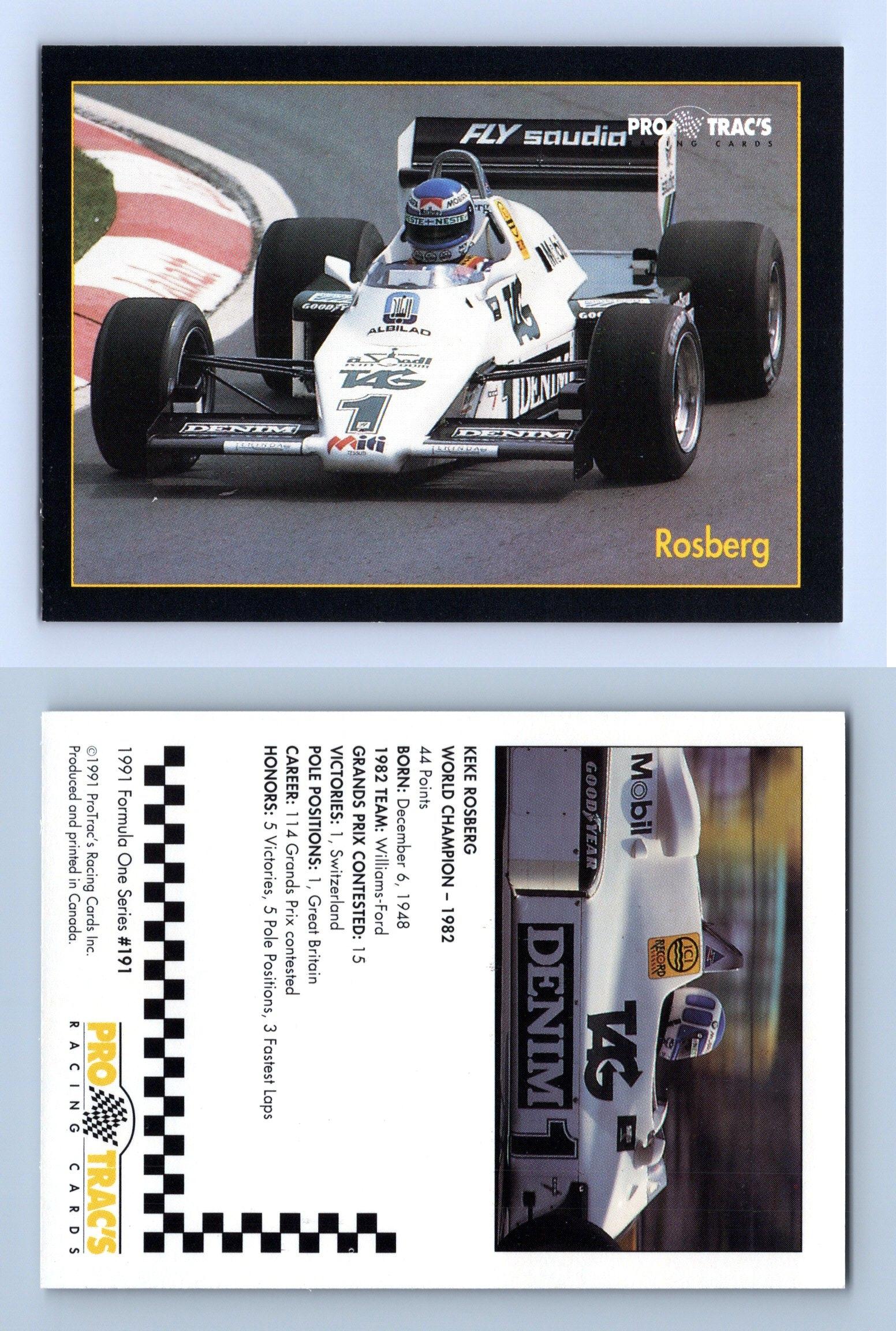 Rosberg 191 Formula 1 Pro Trac S 1991 Premier Racing Card