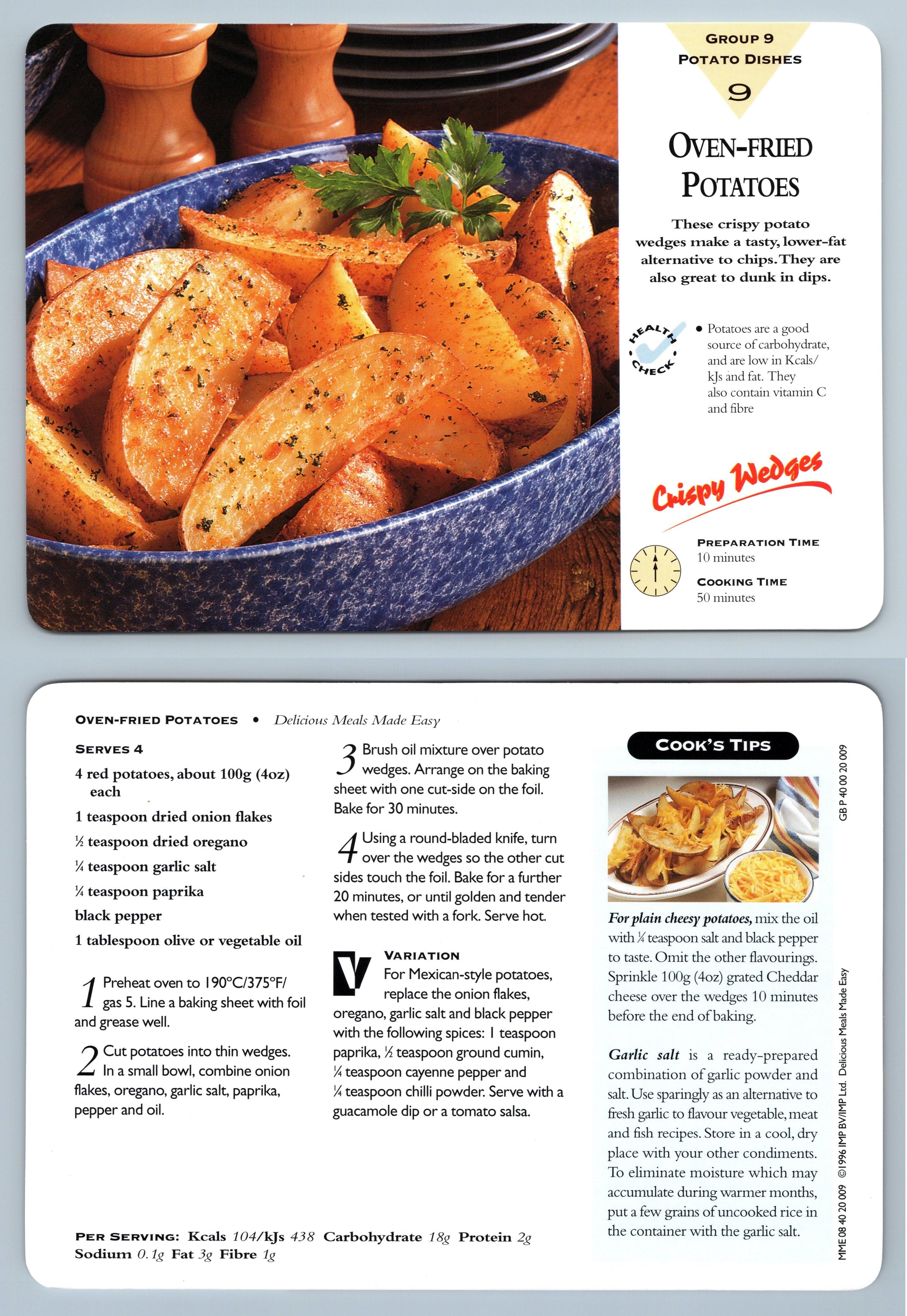 OvenFried Potatoes 9 Potato Delicious Meals Made Easy 19967 Recipe