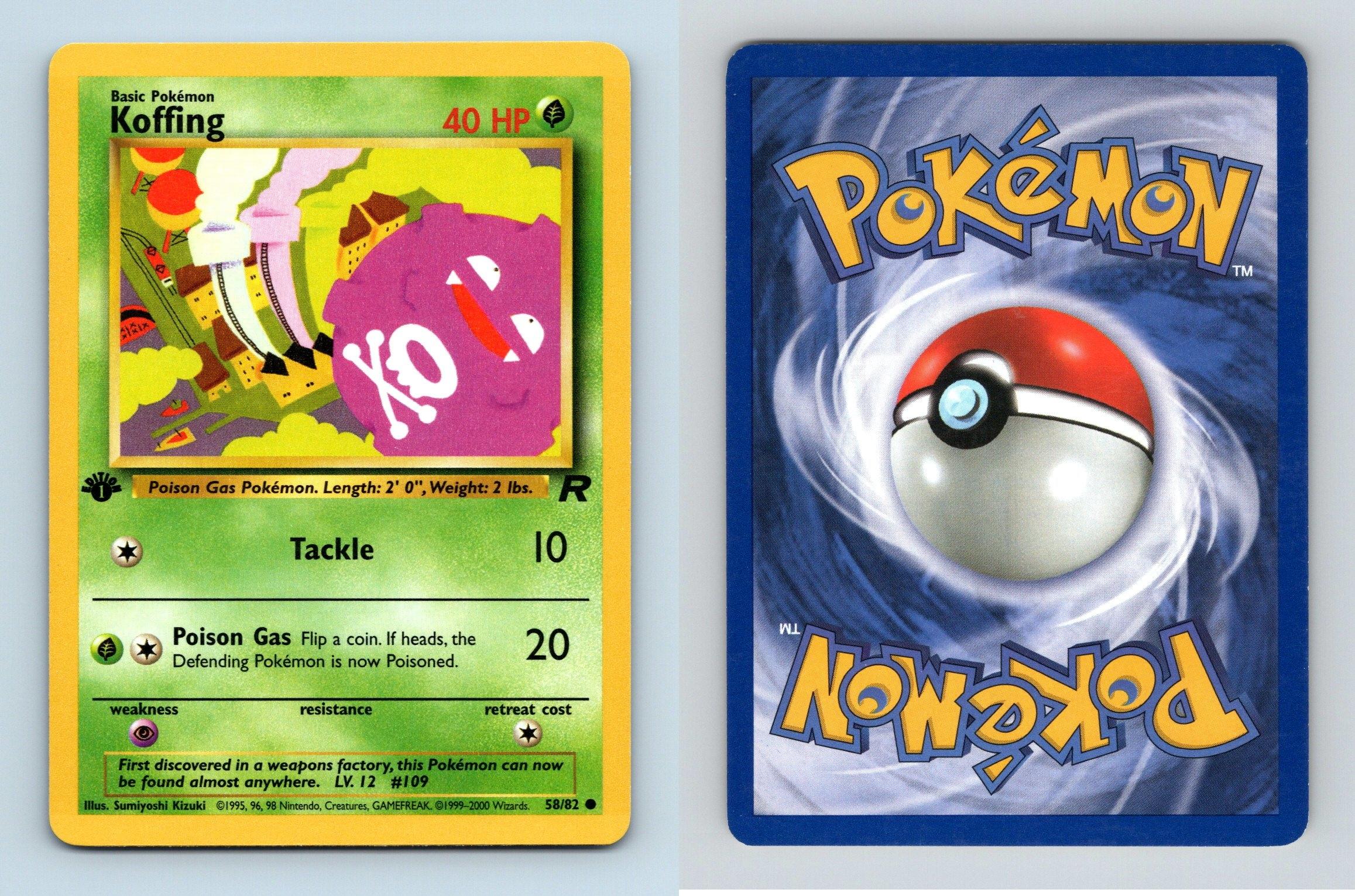 Koffing 58 82 Team Rocket 1st Edition Common Pokemon 2000 TCG Card