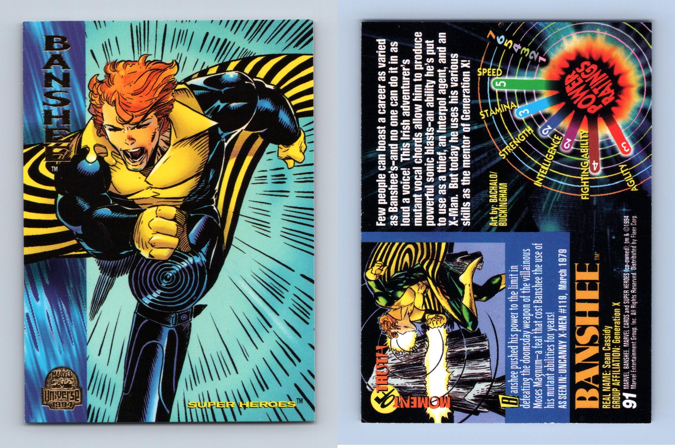 BANSHEE 1994 BASE Trading Card #91 Marvel Universe Series 5 