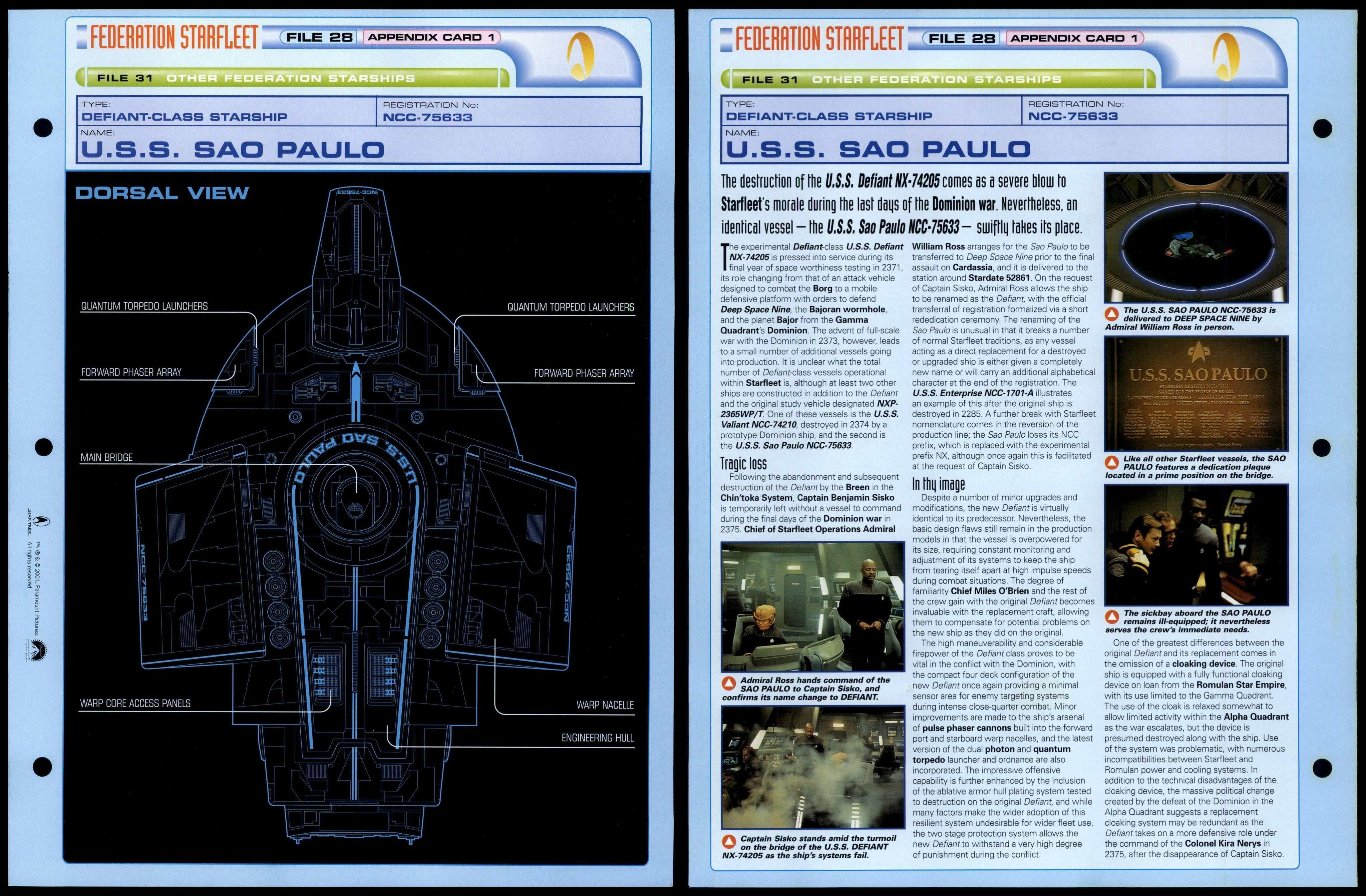 U S S Sao Paulo Uss Defiant Star Trek Fact File Page