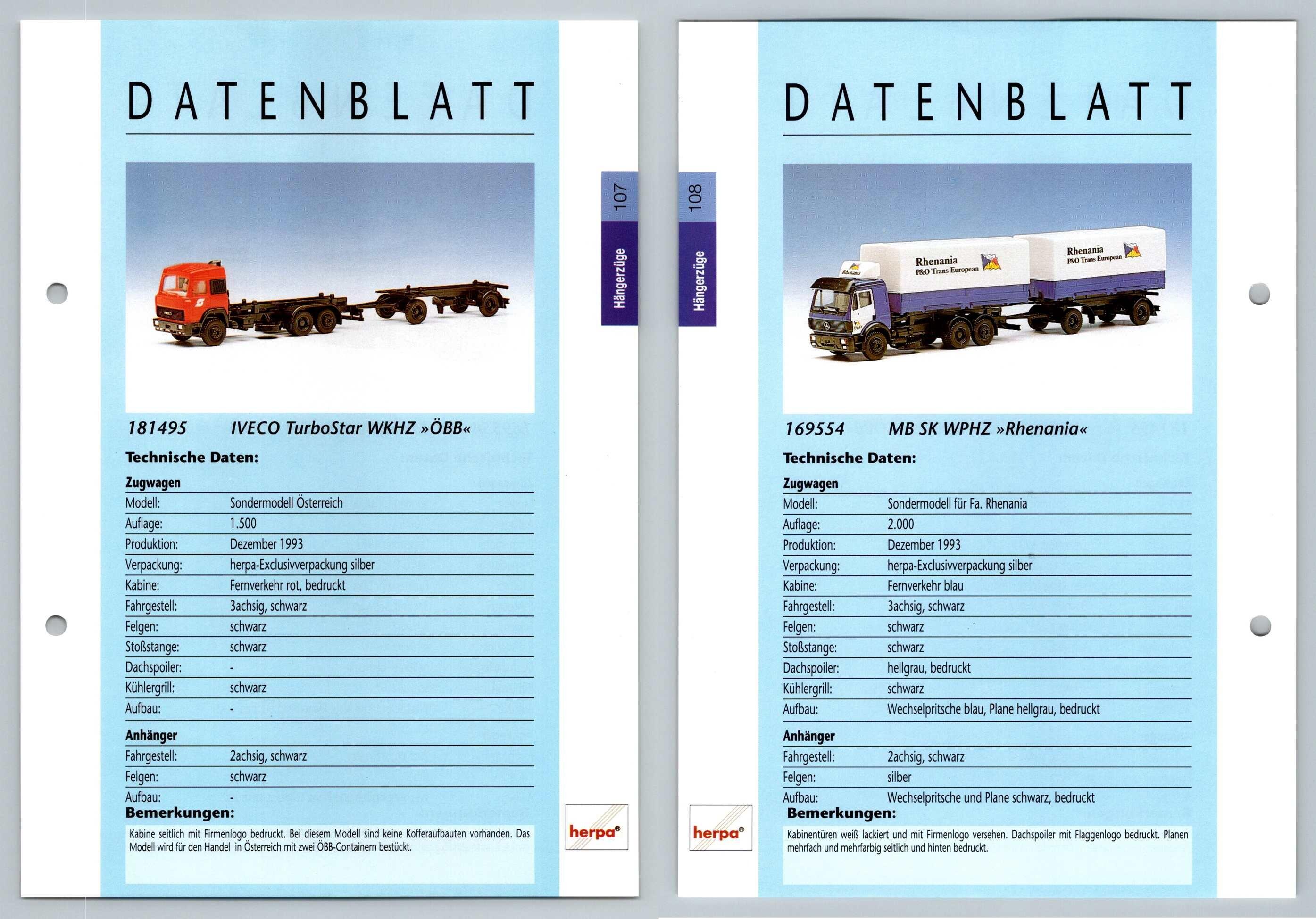 Iveco Turbostar Mb Sk Wphz 107 8 Hangerzuge Datenblatt Herpa Data