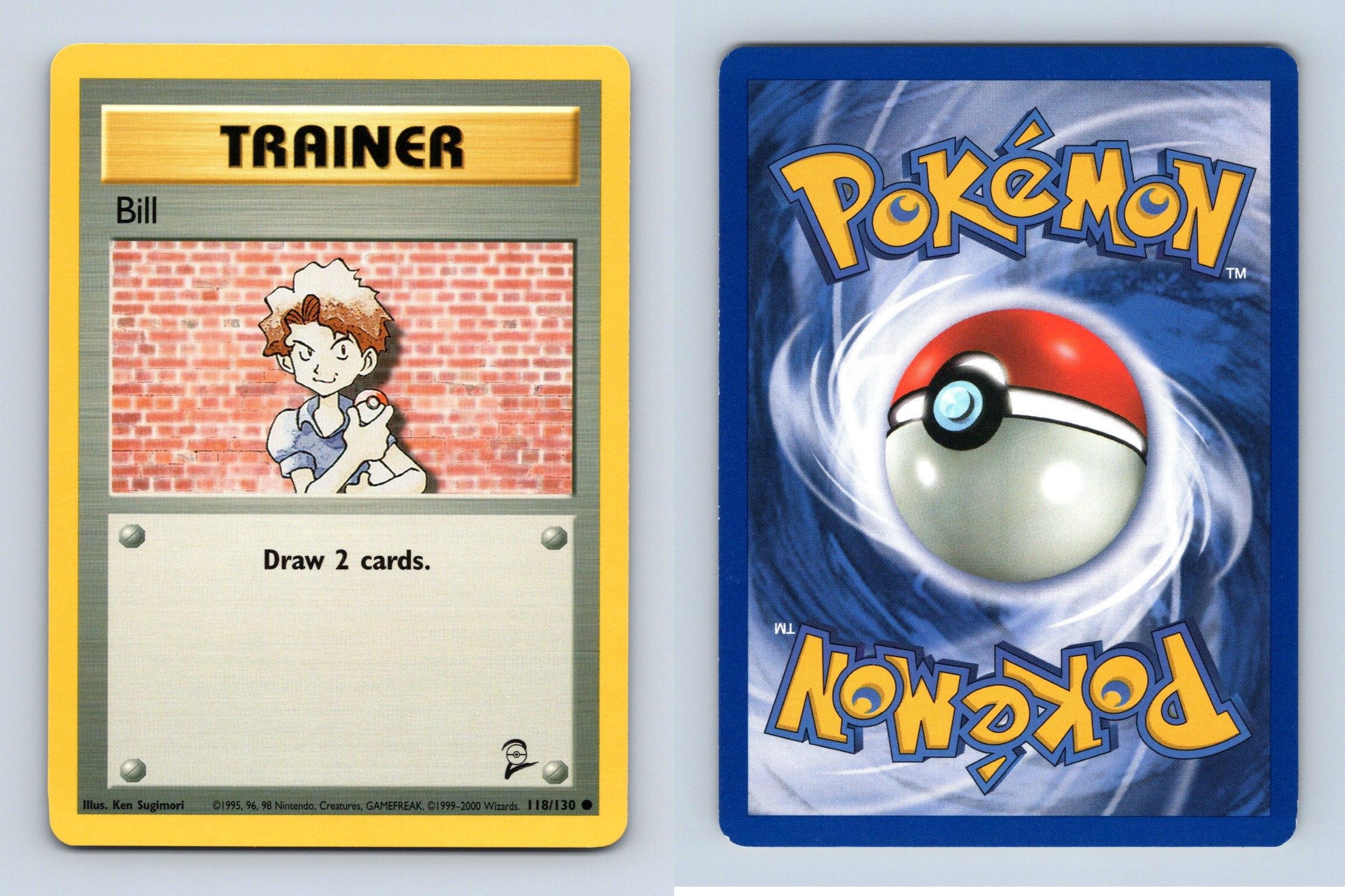 Trainer Bill 118 130 Base Set 2 Common Pokemon 2000 TCG Card