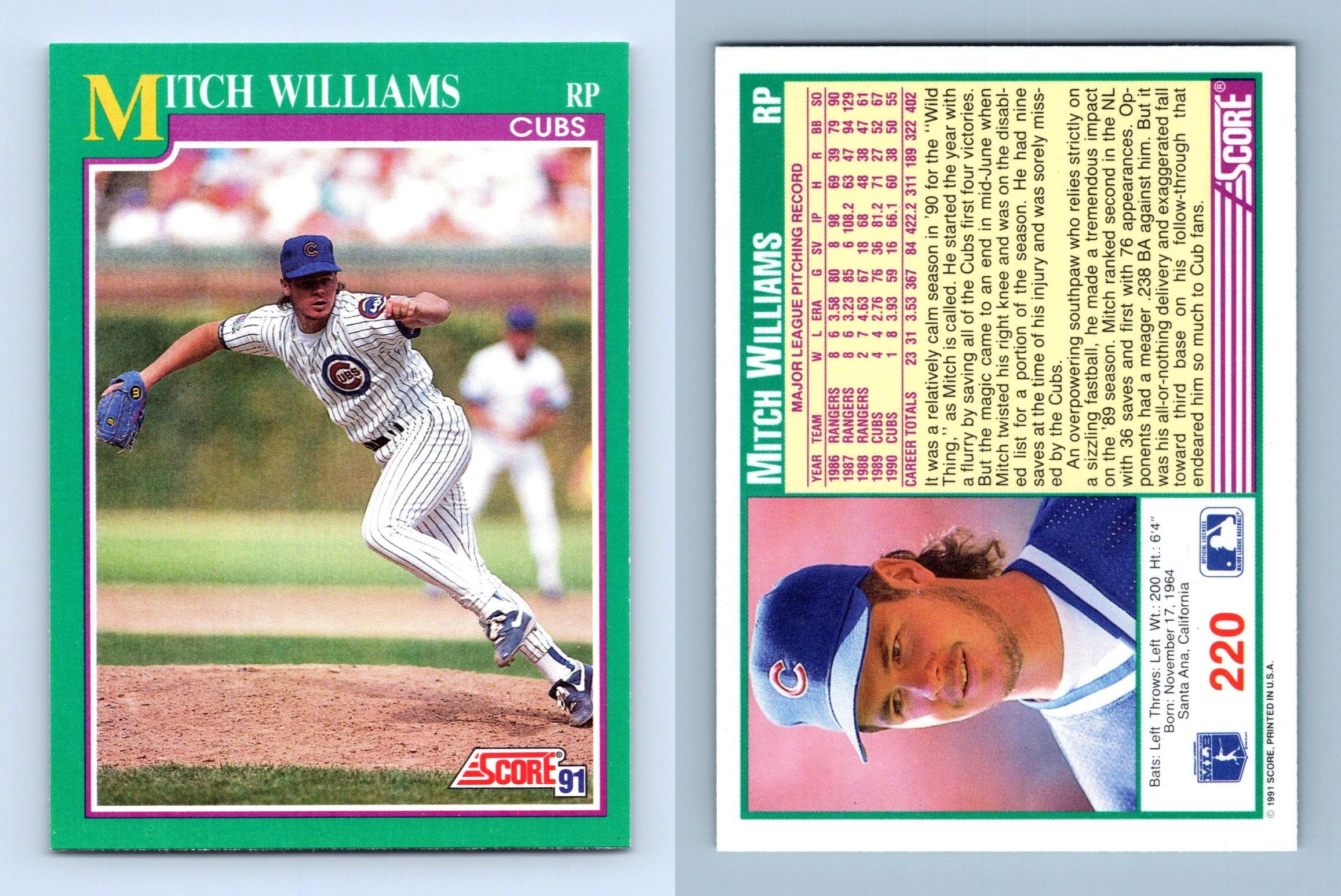Mitch Williams autographed baseball card (Chicago Cubs)