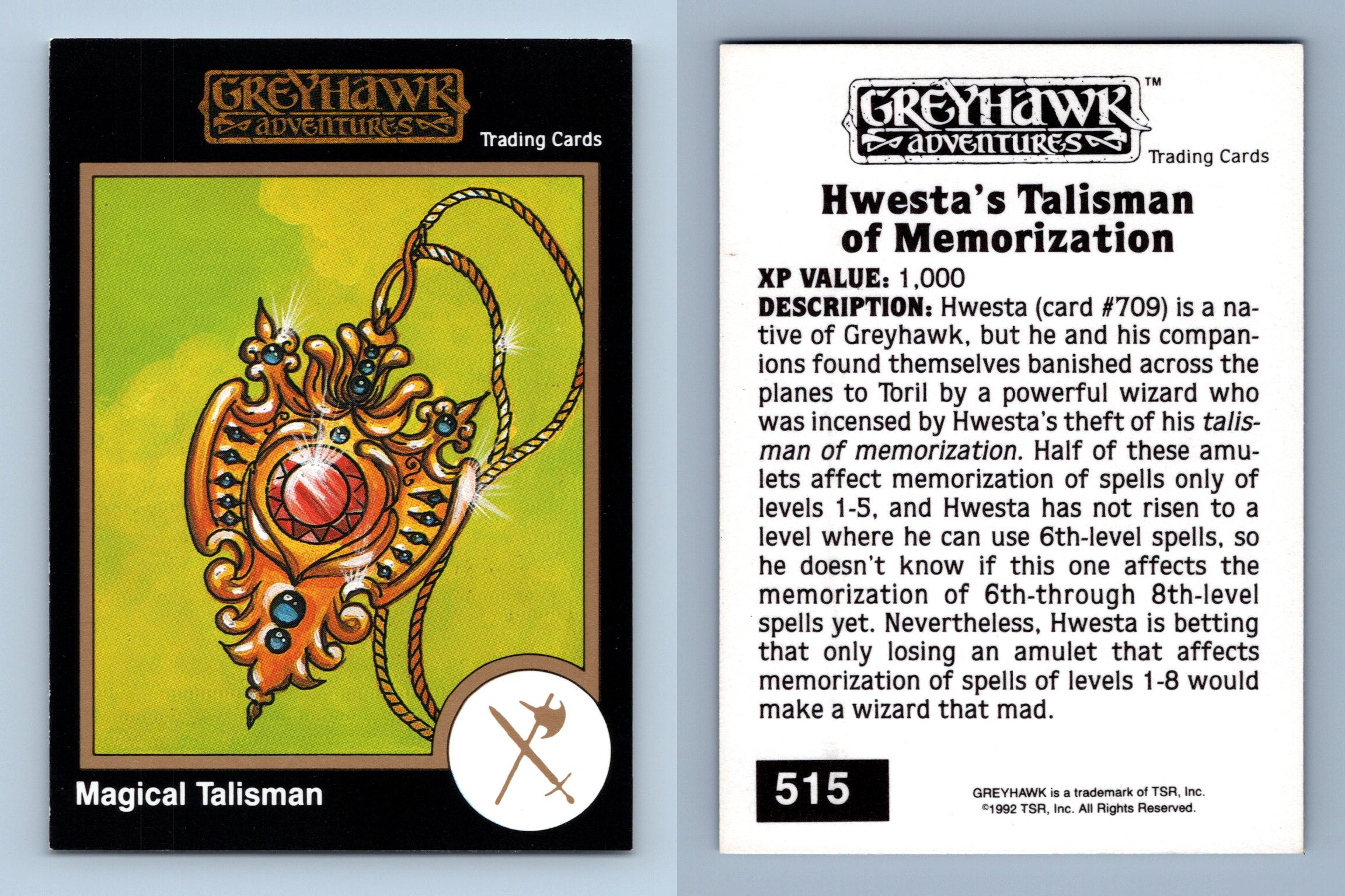 Magical Talisman Advanced Dungeons Dragons Tsr Trading Card