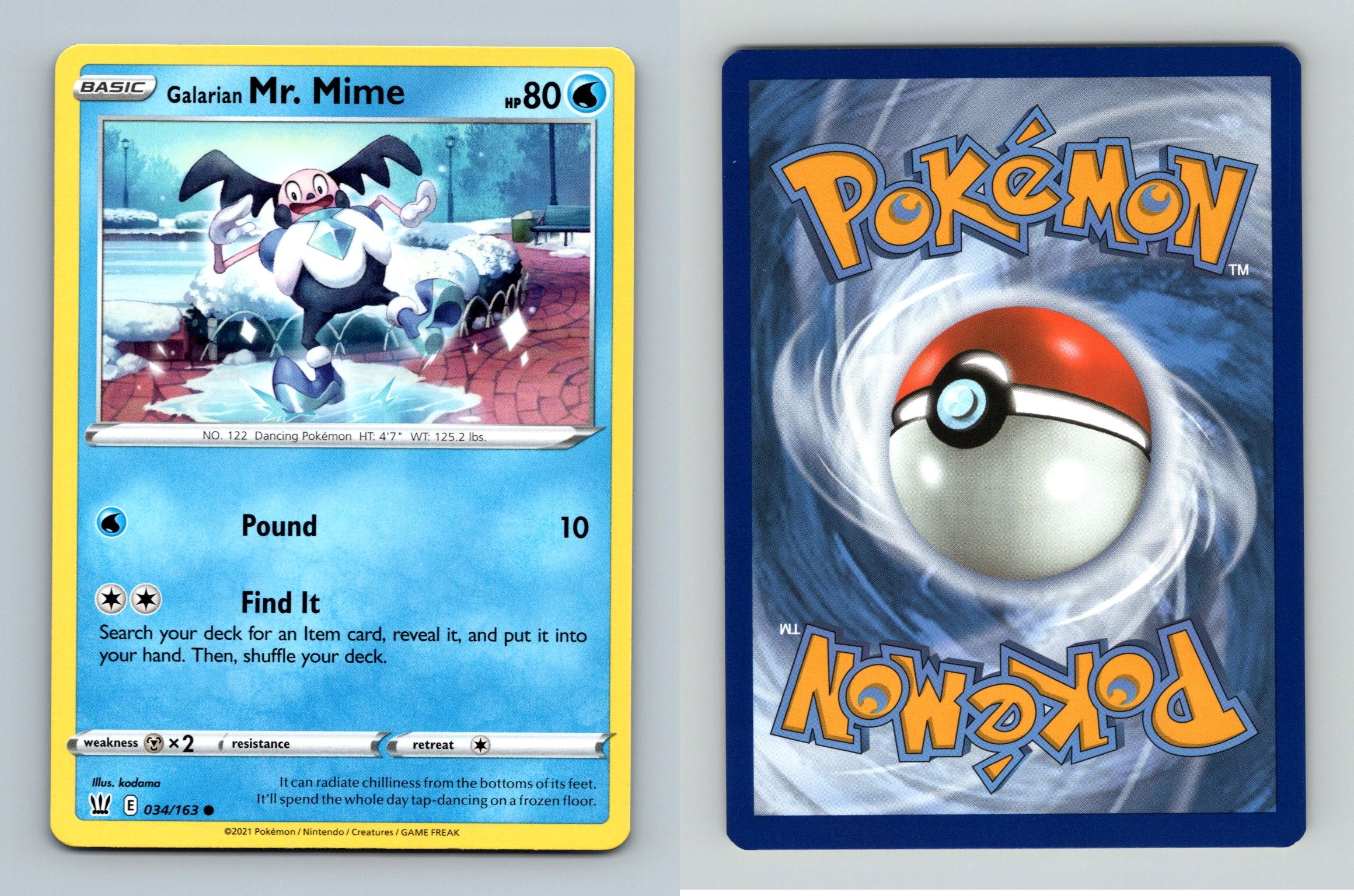 Galarian Mr. Mime #34/163 - SWSH Battle Styles Common Pokemon 2021 TCG Card