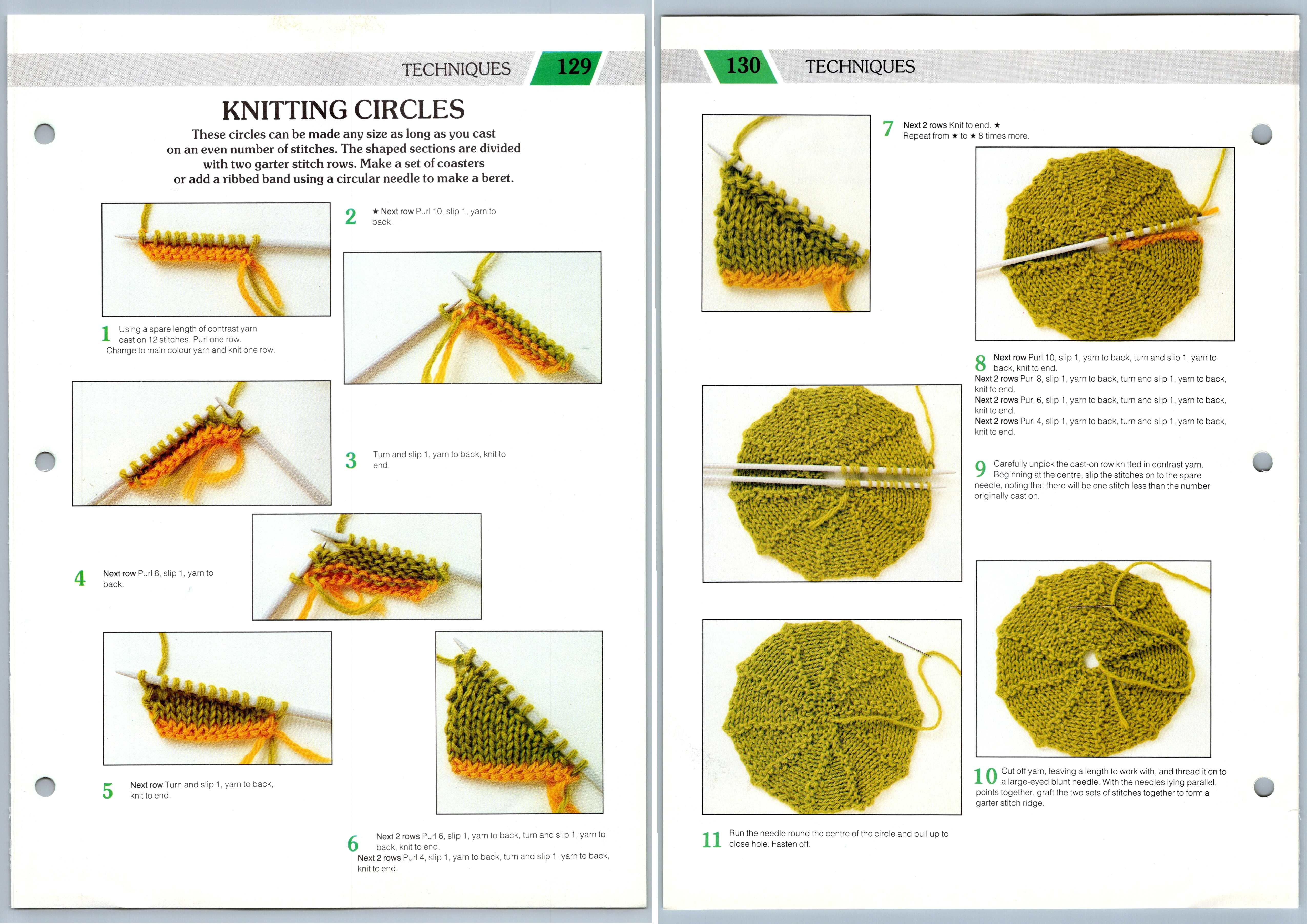 Knitting Circles #129 &amp; #130 Techniques Creative Knitting Pattern