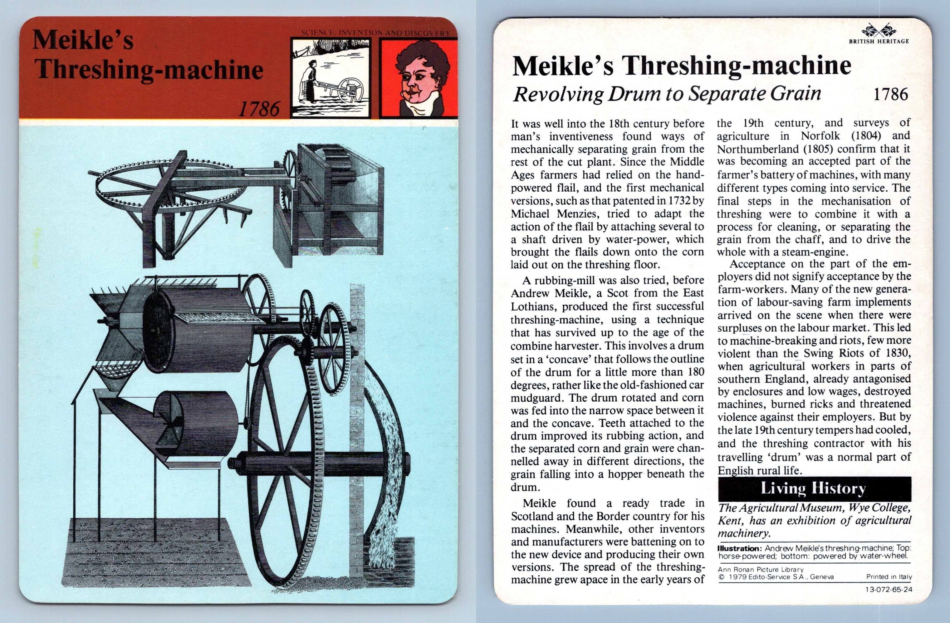 Who invented the threshing machine