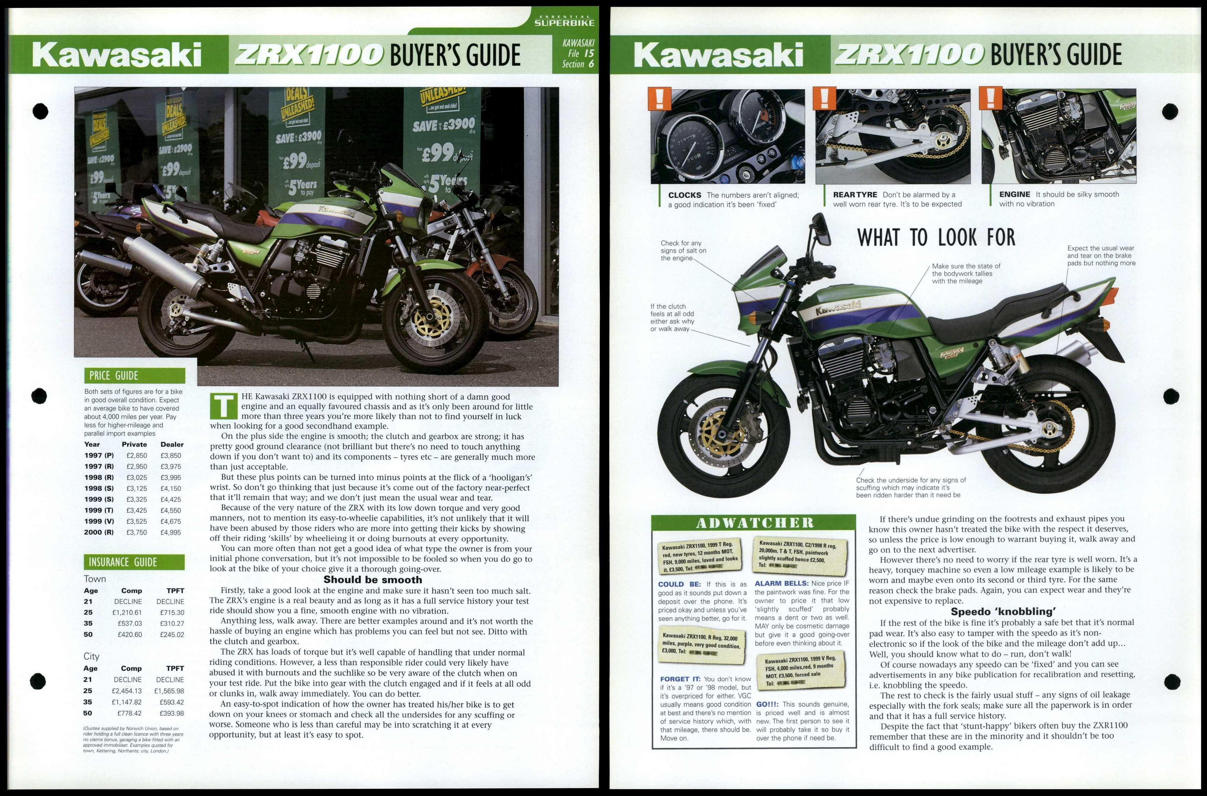 Kawasaki ZRX1100 Buyers Guide Essential Superbike Data File Page