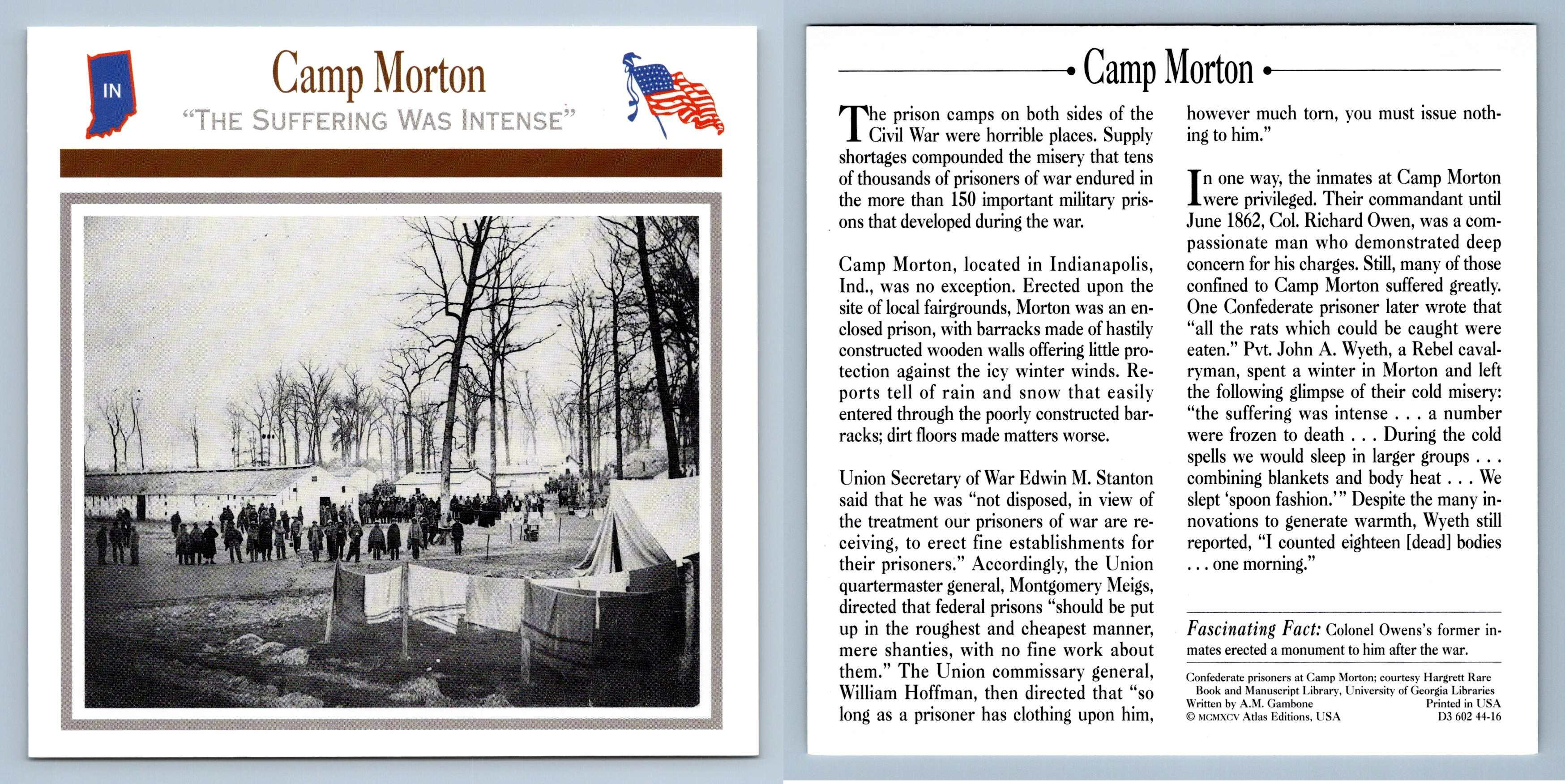 The Suffering Was Intense Camp Morton Prisons Atlas Ed. Civil War
