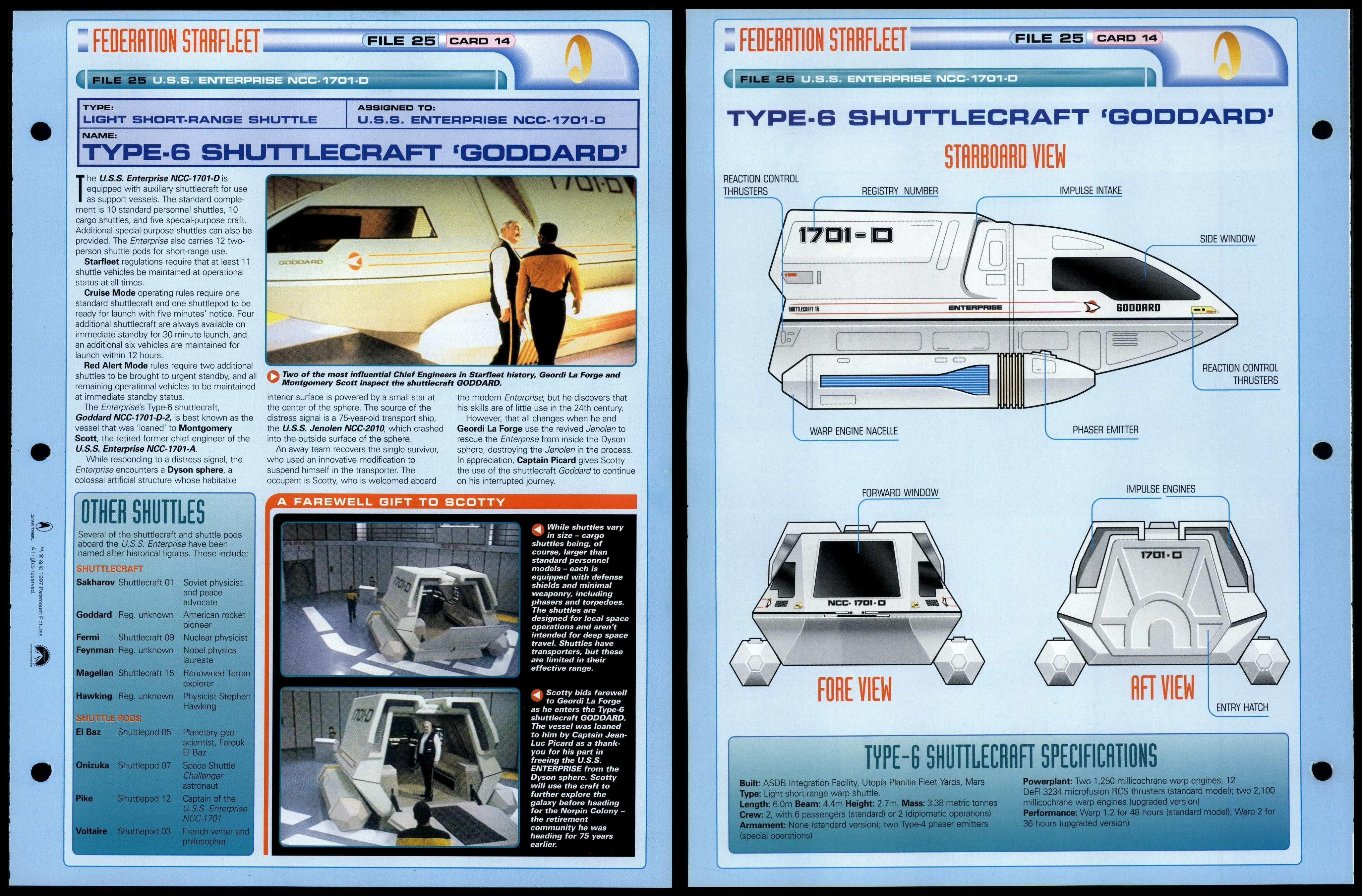 Type-6 Shuttlecraft Goddard - USS Enterprise NCC-1701-D - Star Trek 