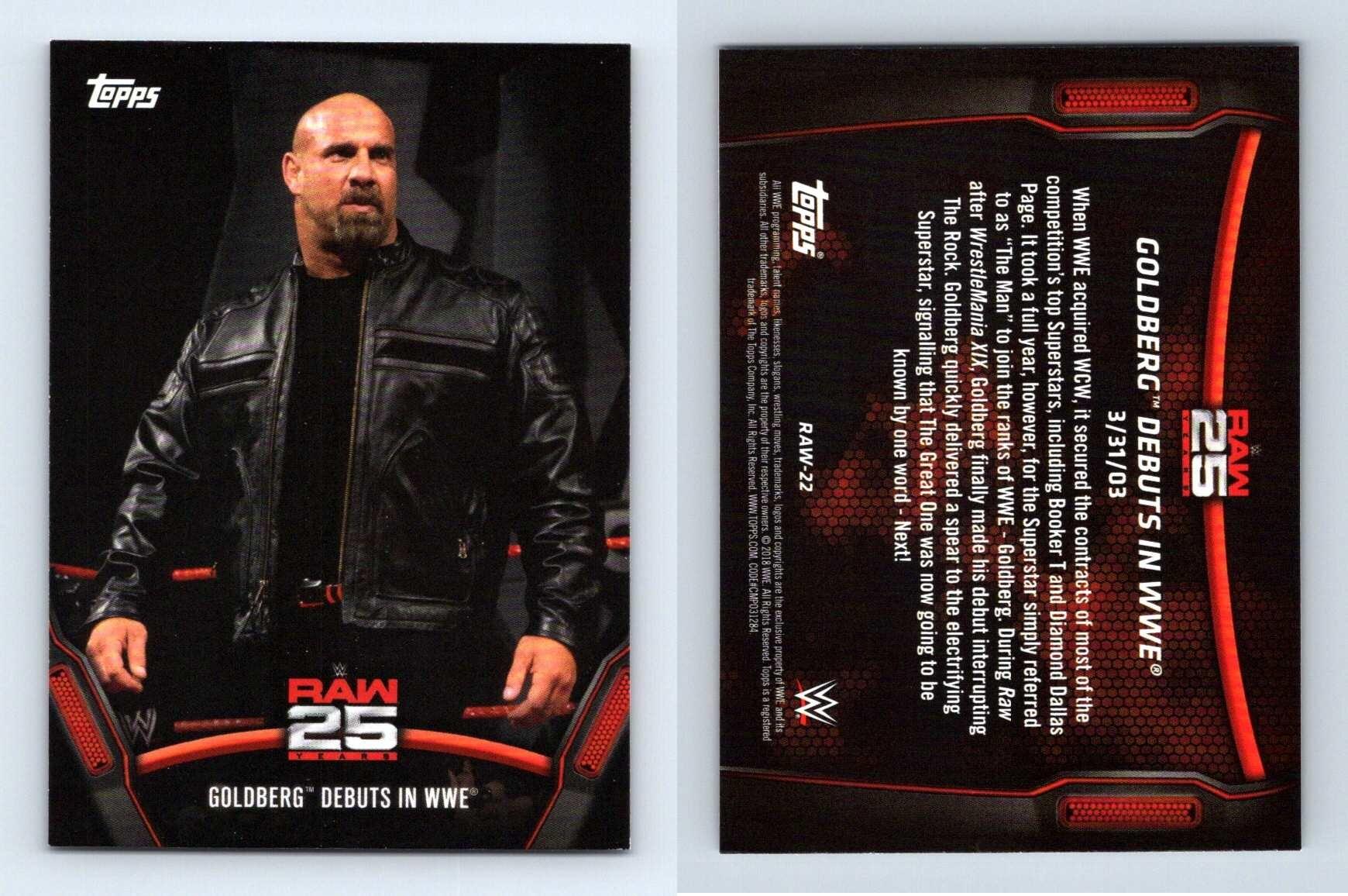 Goldberg Debuts In Wwe Raw Wwe Then Now Forever Topps Years