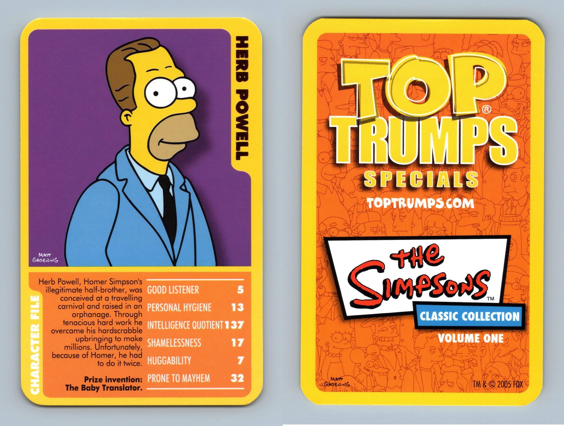 Vol 1 5913 Classic Collection Top Trumps The Simpsons 