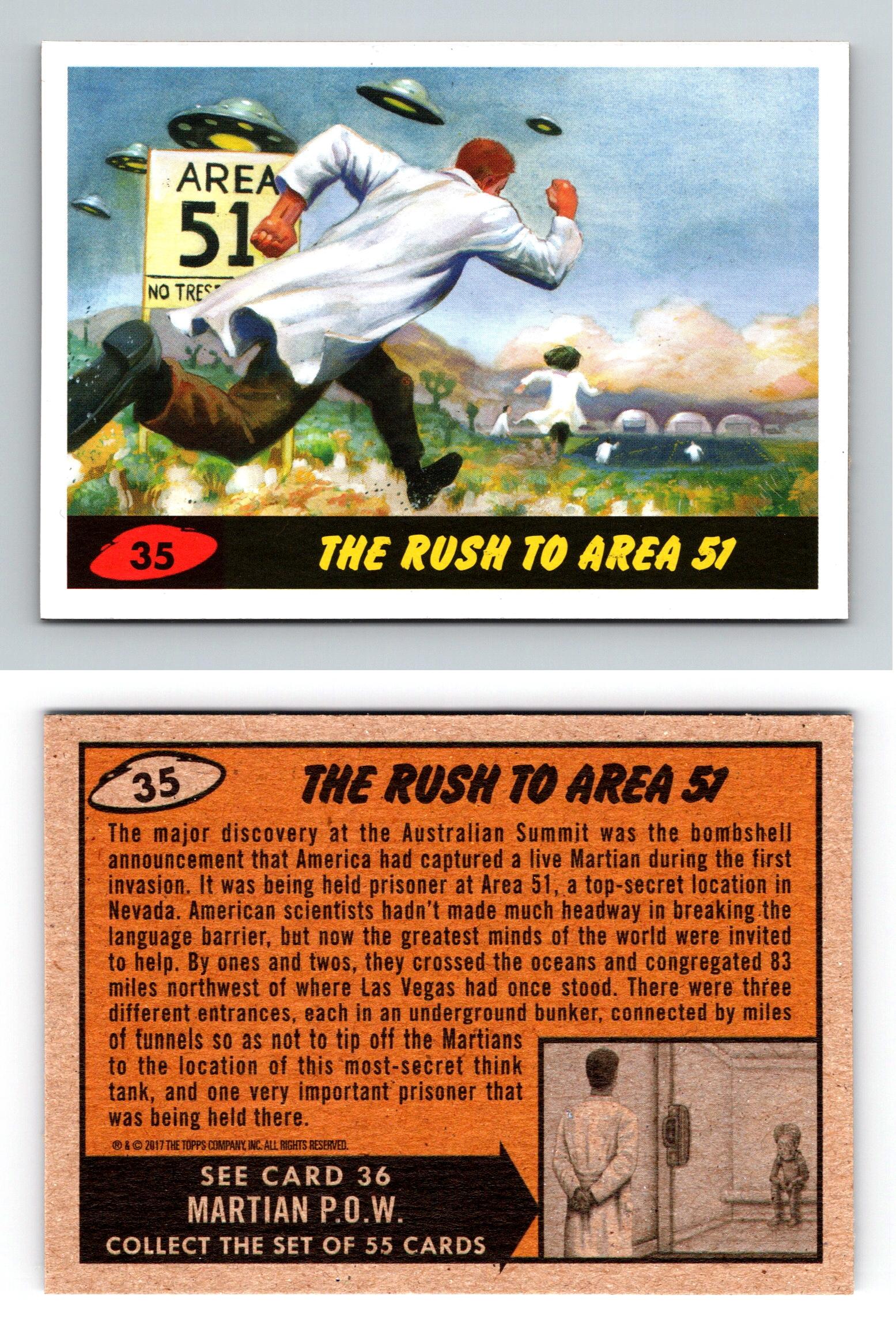 Mars Attacks The Revenge Green Base Card #35 The Rush to Area 51 