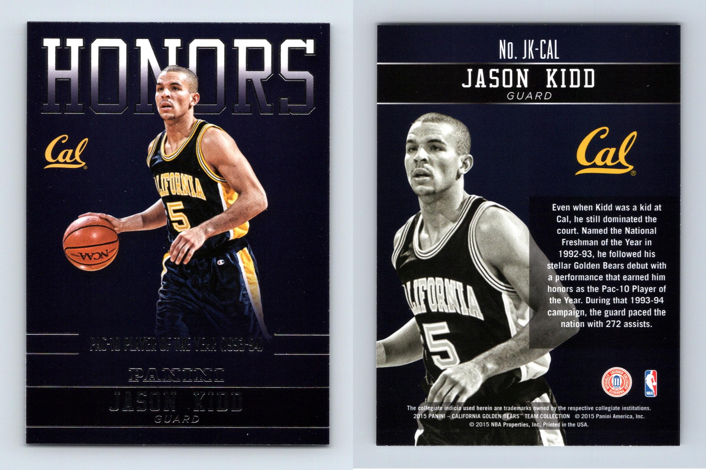 Jason Kidd #JK-CAL California Golden Bears Collegiate 2015 Panini Honors  Card