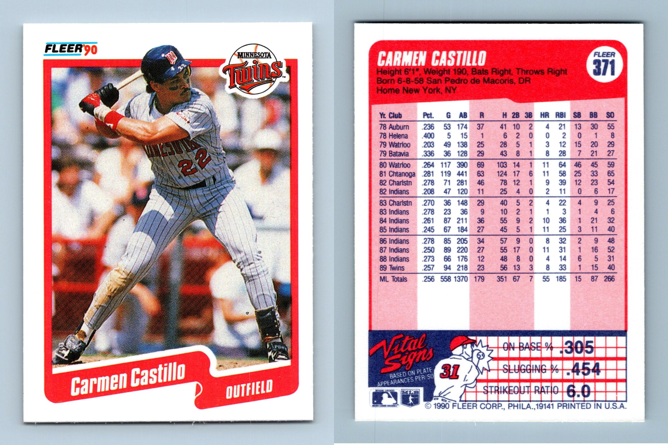 Carmen Castillo Twins 371 Fleer 1990 Baseball Trading Card