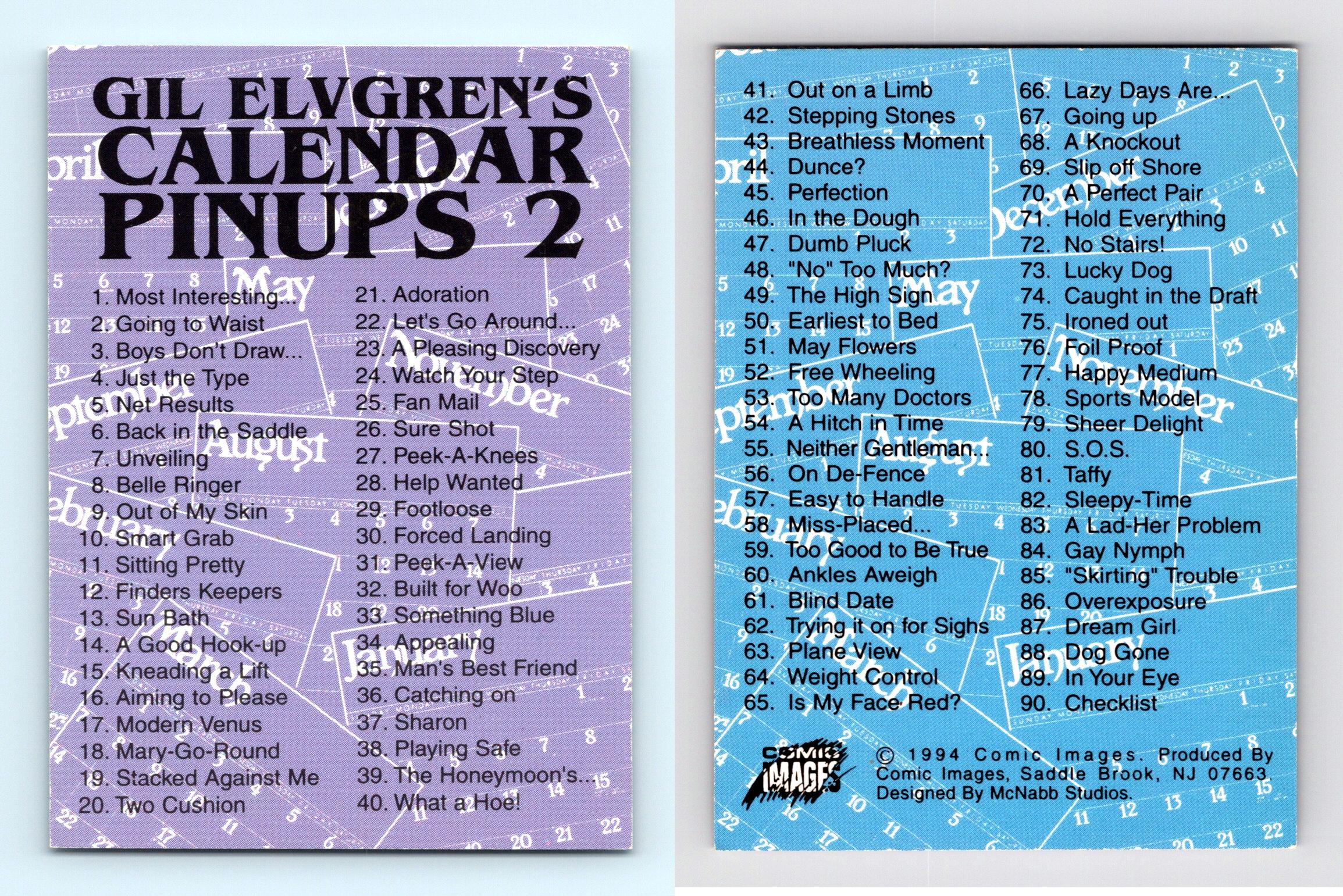 Checklist 90 Gil Elvgrens Calendar Pinups 2 Comic Images Trading Card