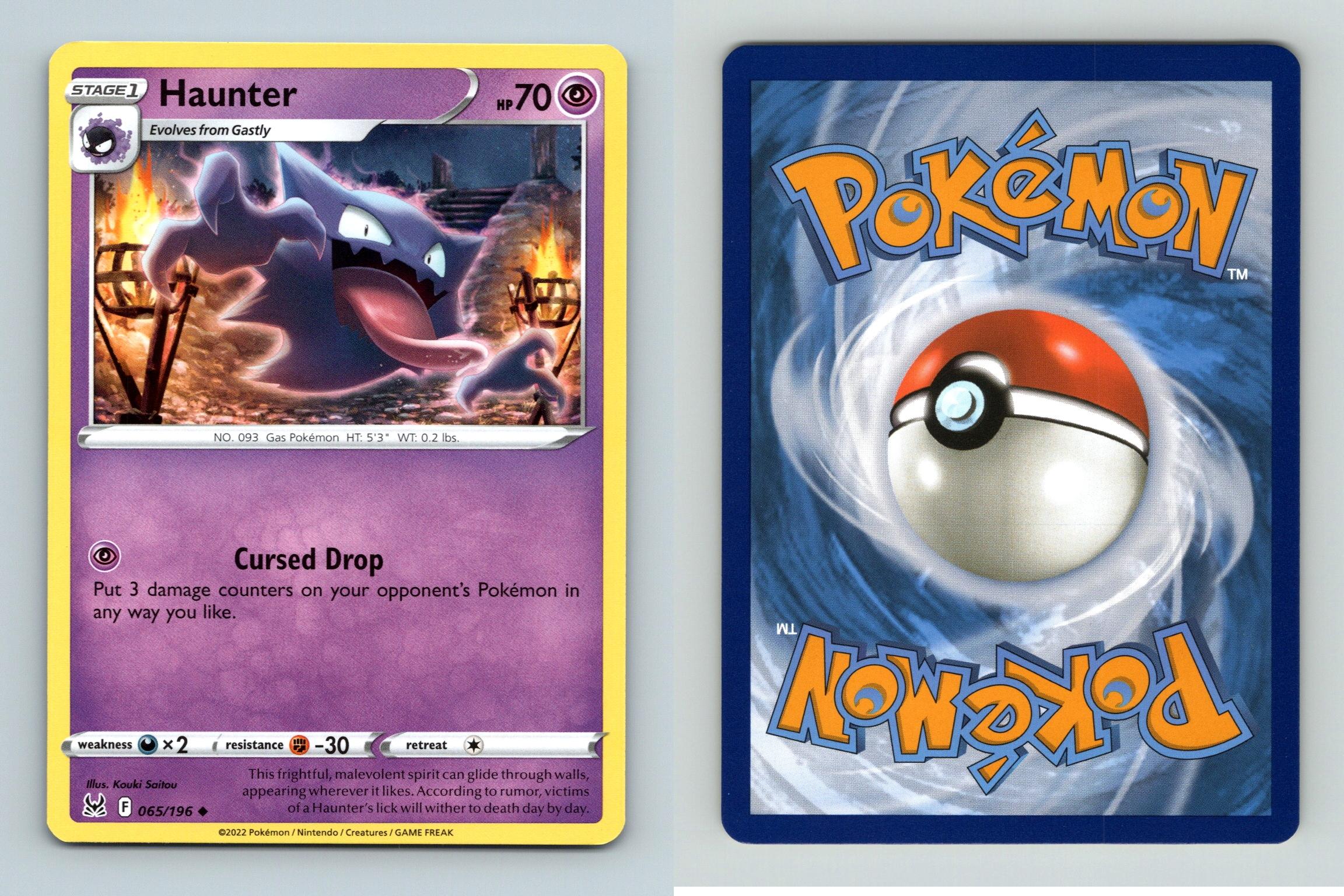 Haunter 65 196 SWSH Lost Origin Uncommon Pokemon 2022 TCG Card