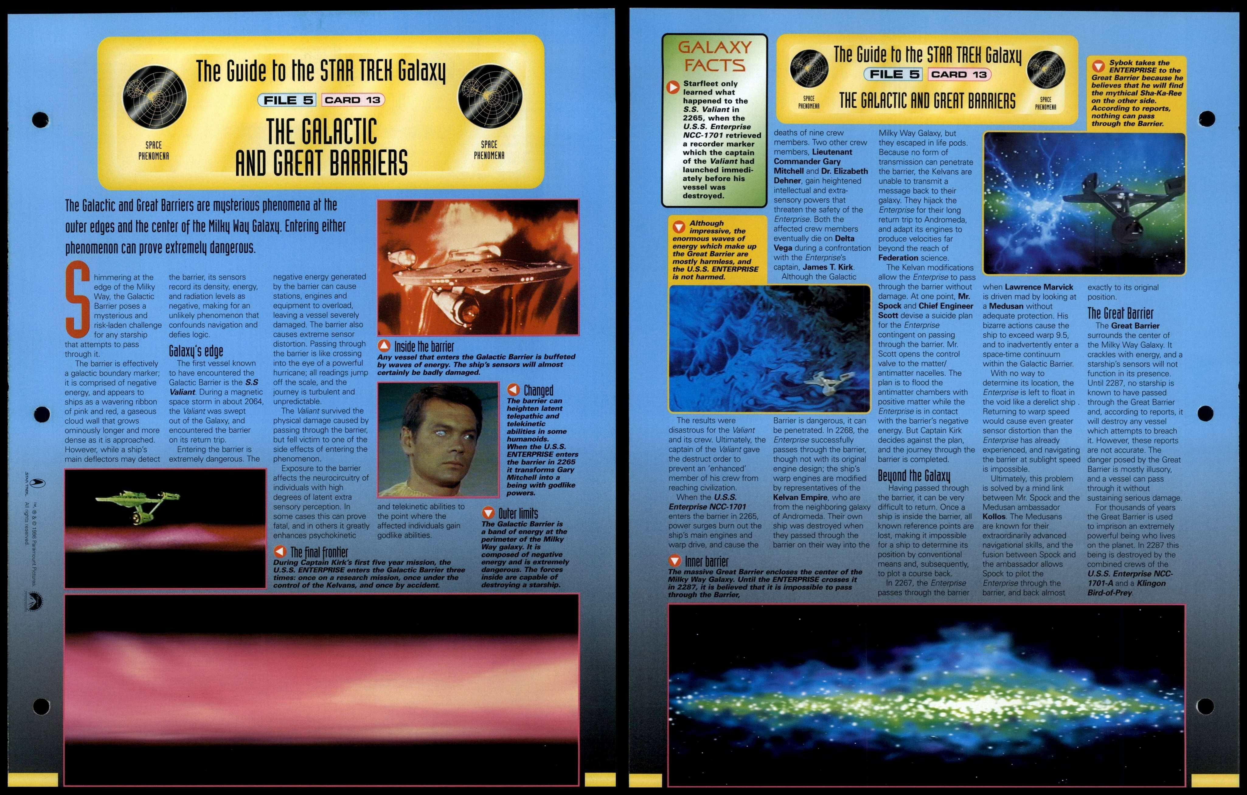 The Galactic Great Barriers Space Phenomena Star Trek Fact File Page