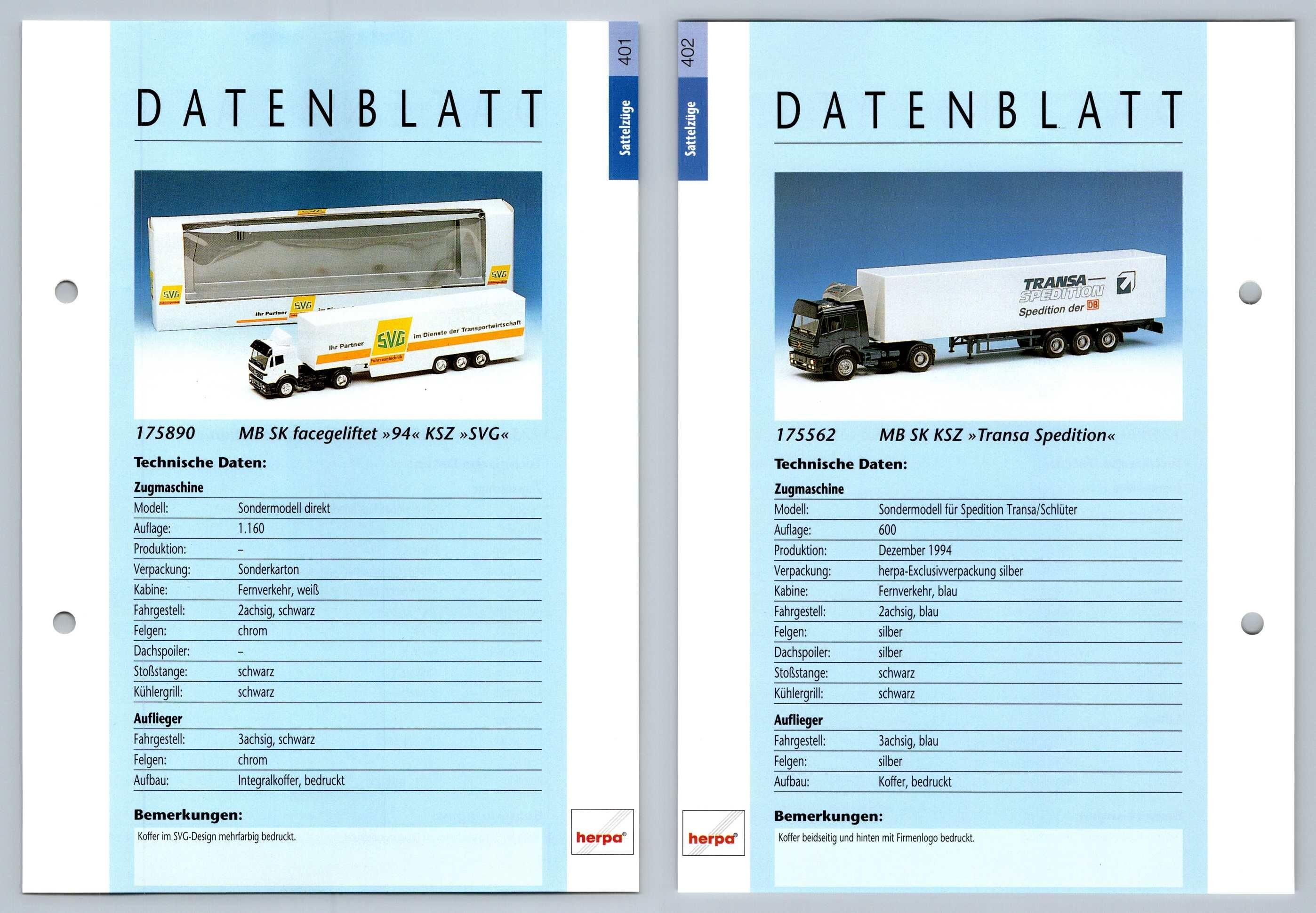 Mb Sk Facegeliftet Mb Sk Ksz 401 2 Sattelzuge Datenblatt Herpa