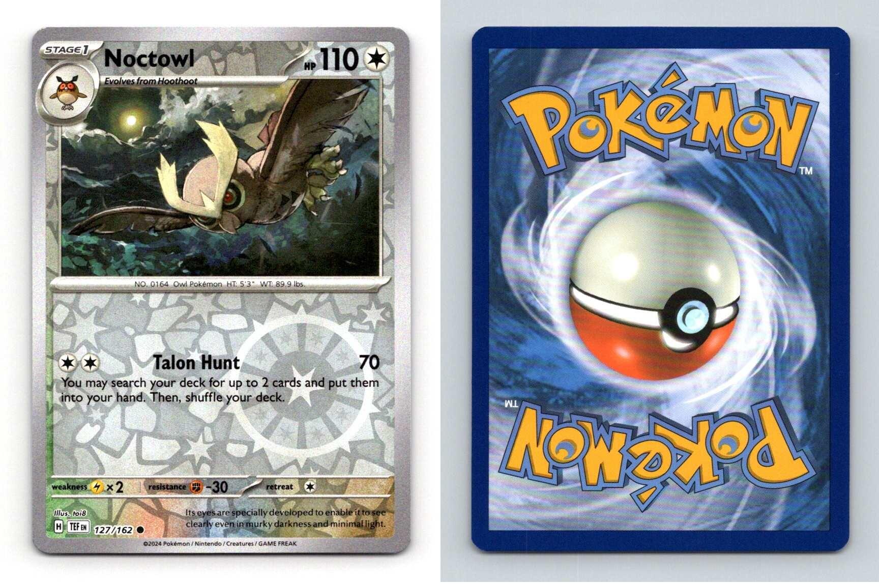 Noctowl 127 162 SV Temporal Forces 2024 Pokemon Reverse Holo Common