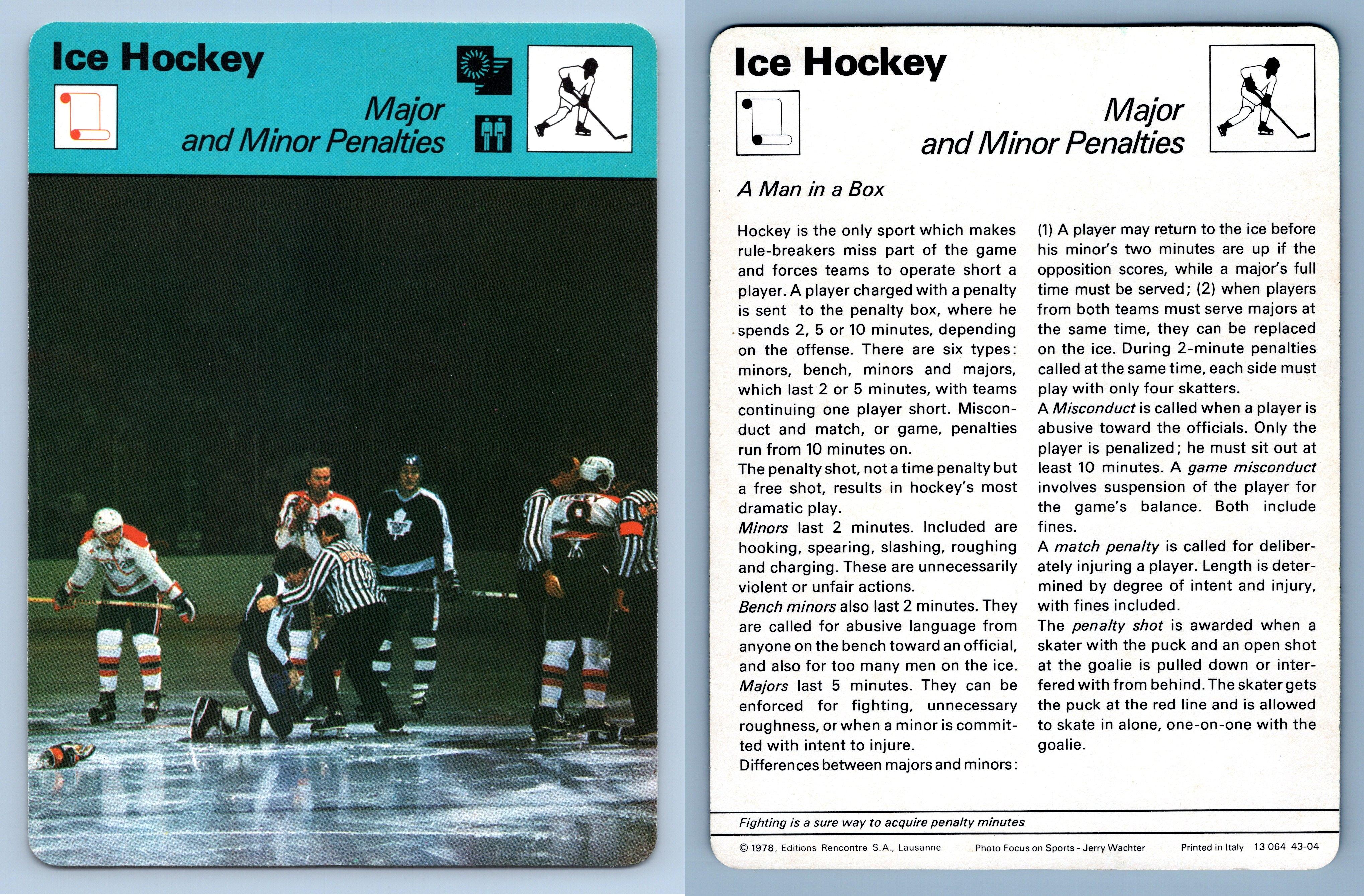 Major & Minor Penalties Ice Hockey 19779 Sportscaster Rencontre Card