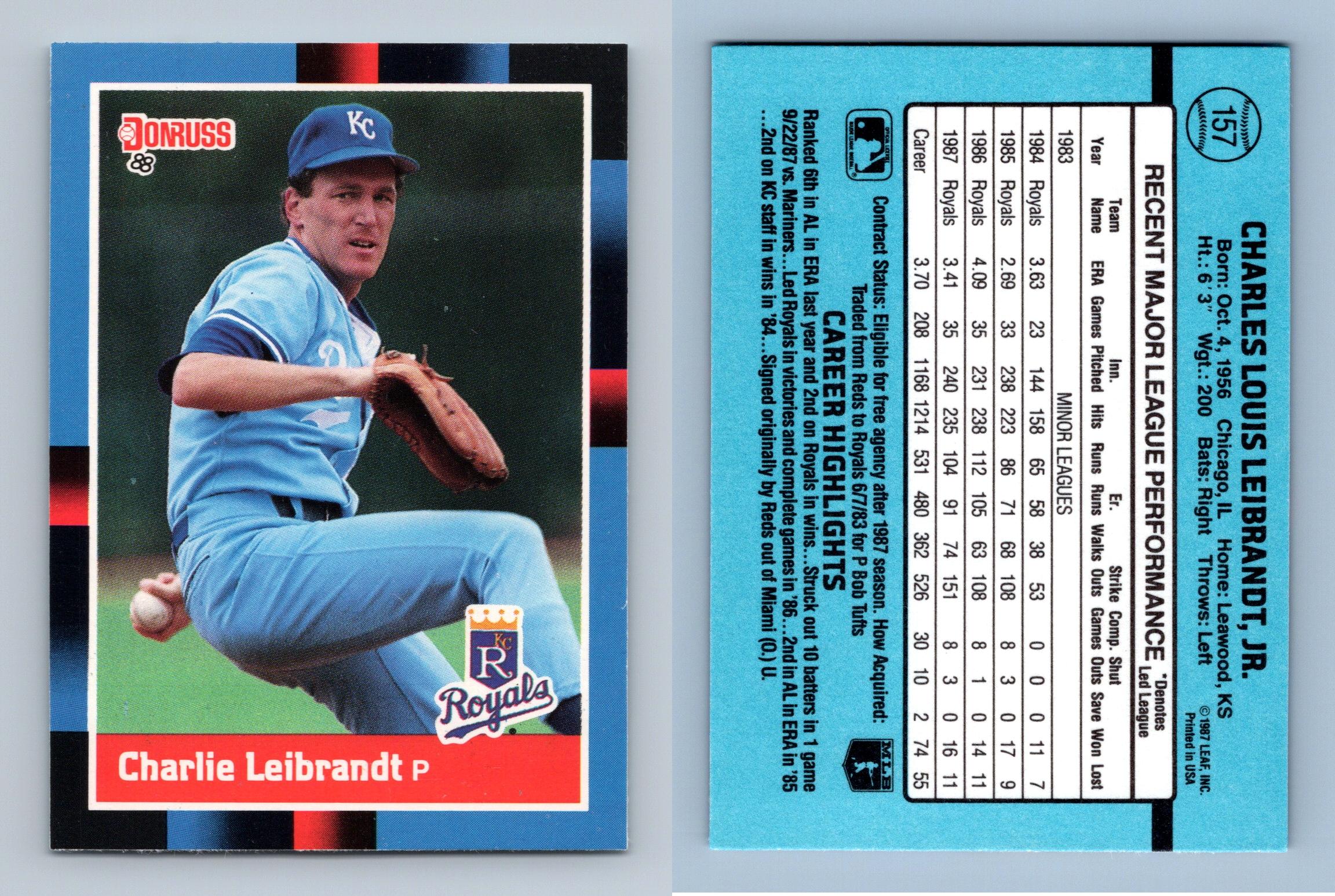 Charlie Leibrandt Royals 157 Donruss 1988 Baseball Trading Card