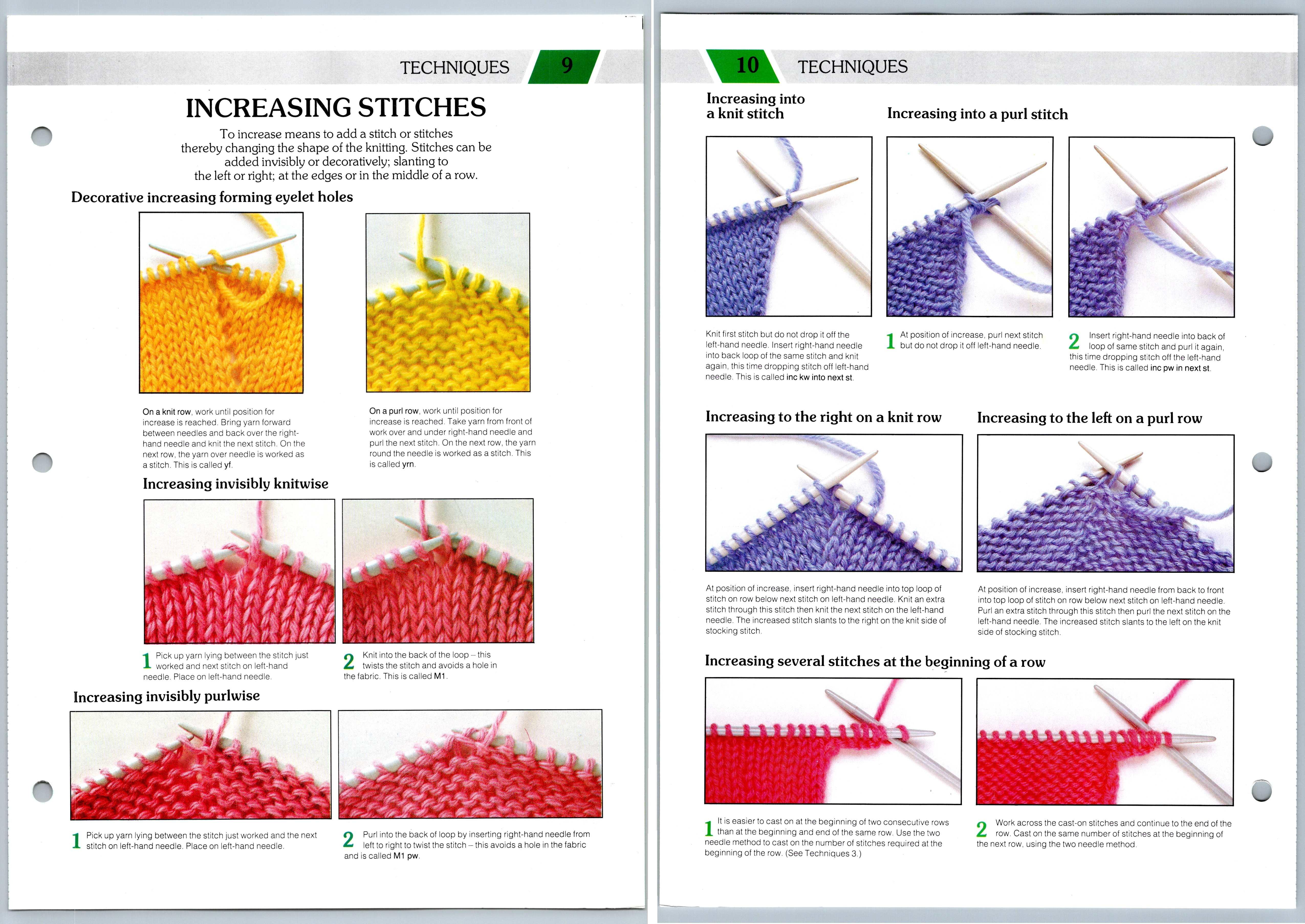 Increasing Stitches 9 & 10 Techniques Creative Knitting Pattern