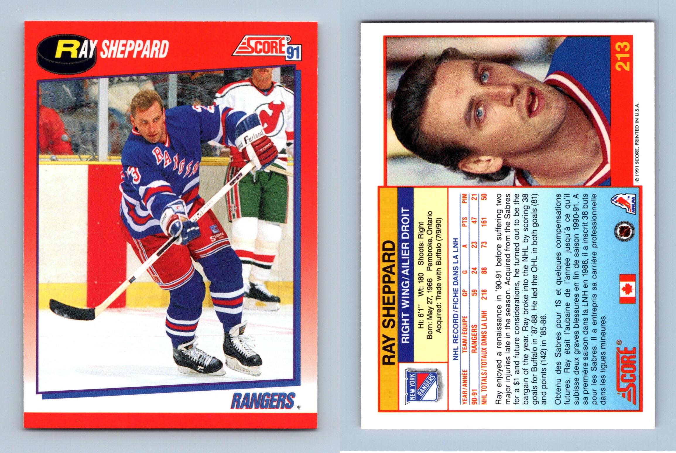 Ray Sheppard Rangers Score Bilingual Nhl Hockey Card