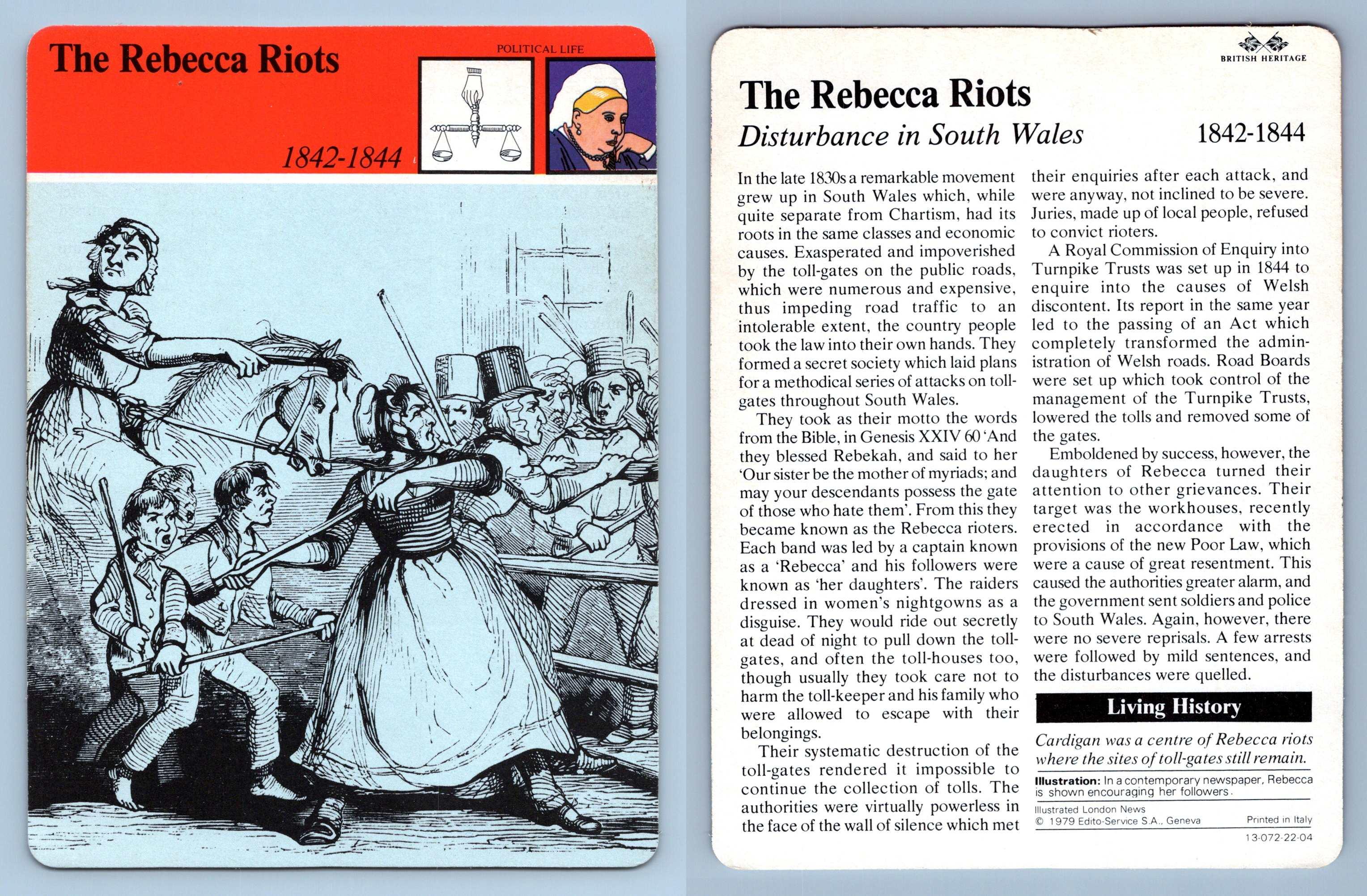 Rebecca Riots Political British Heritage Edito Service Sa 1979 Card