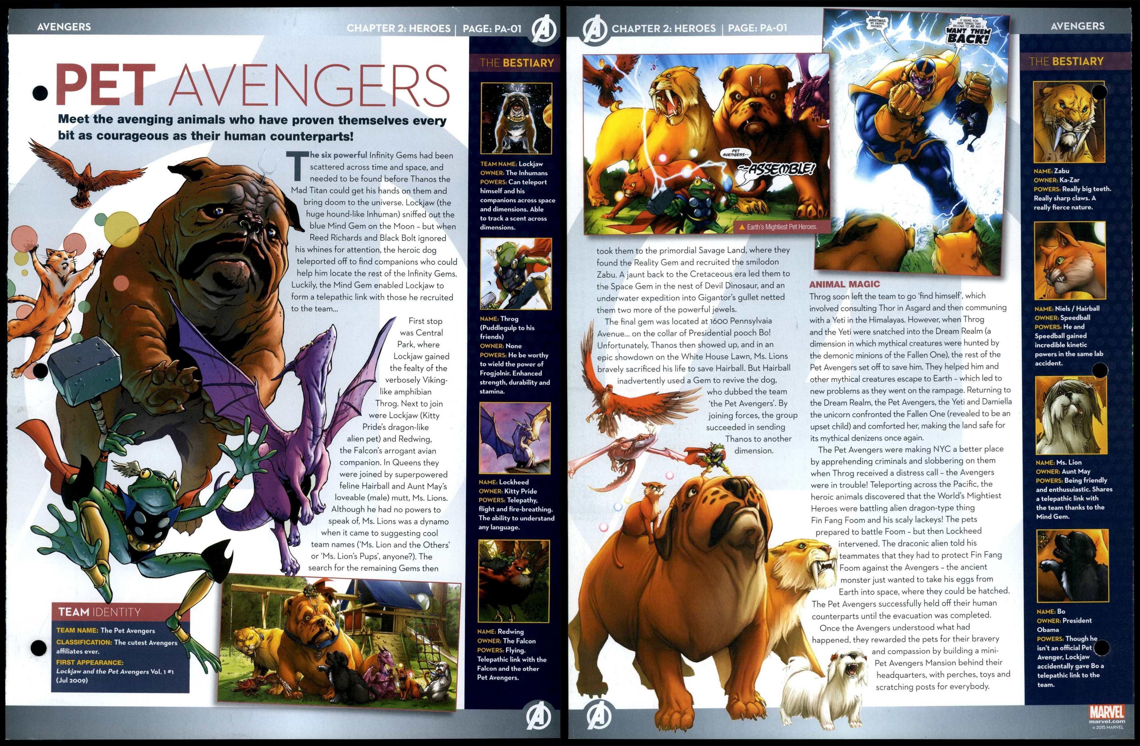 Pet Avengers #PA-01 Heroes - Avengers Marvel Fact File Page
