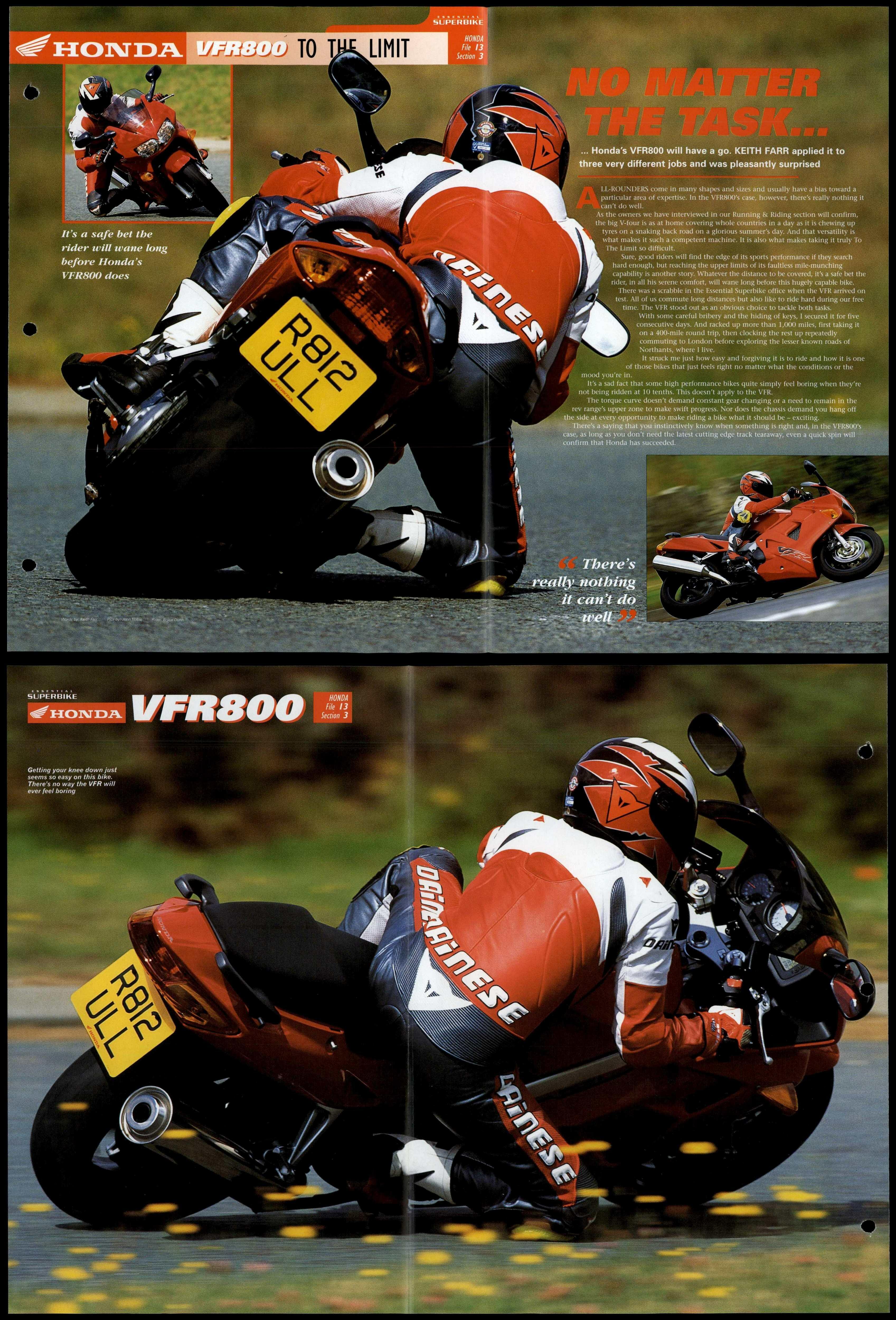 Honda VFR800 To The Limit Essential Superbike Data File Fold Out Page