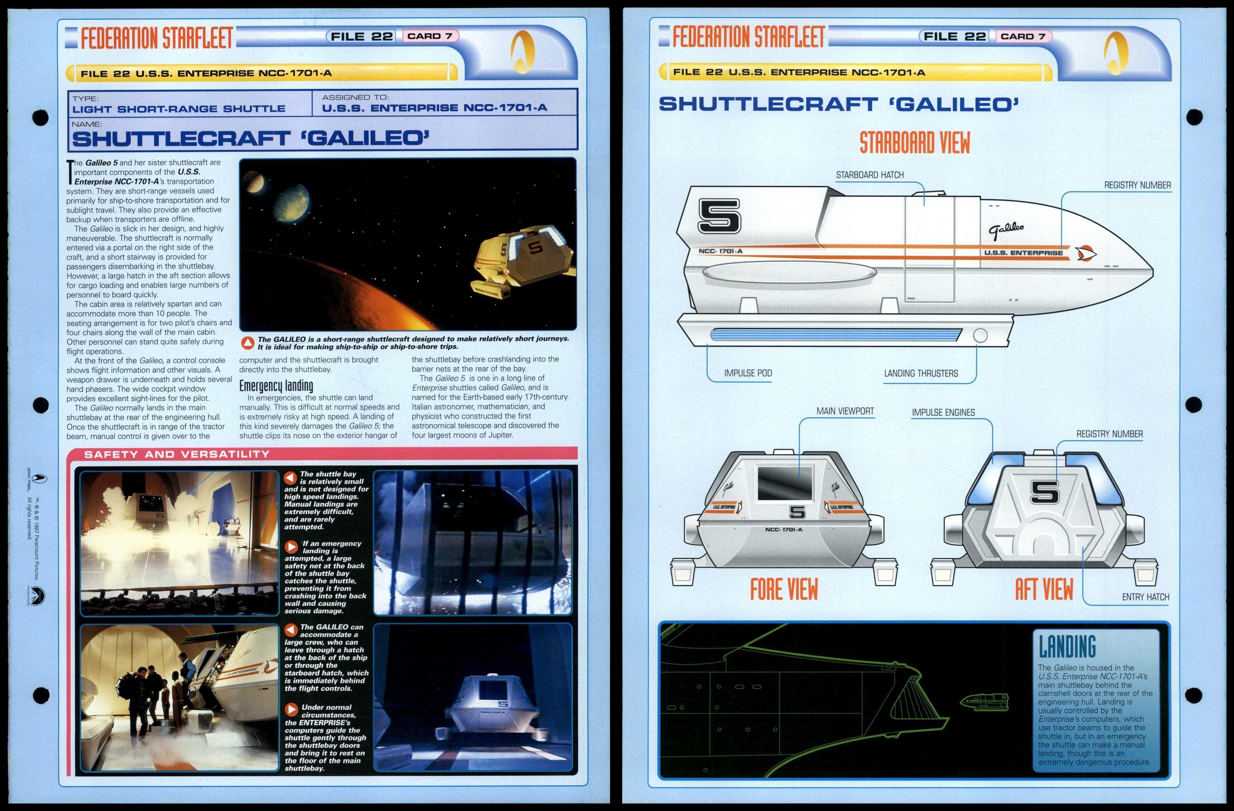 Shuttlecraft Galileo Uss Enterprise Ncc A Star Trek Fact File Page