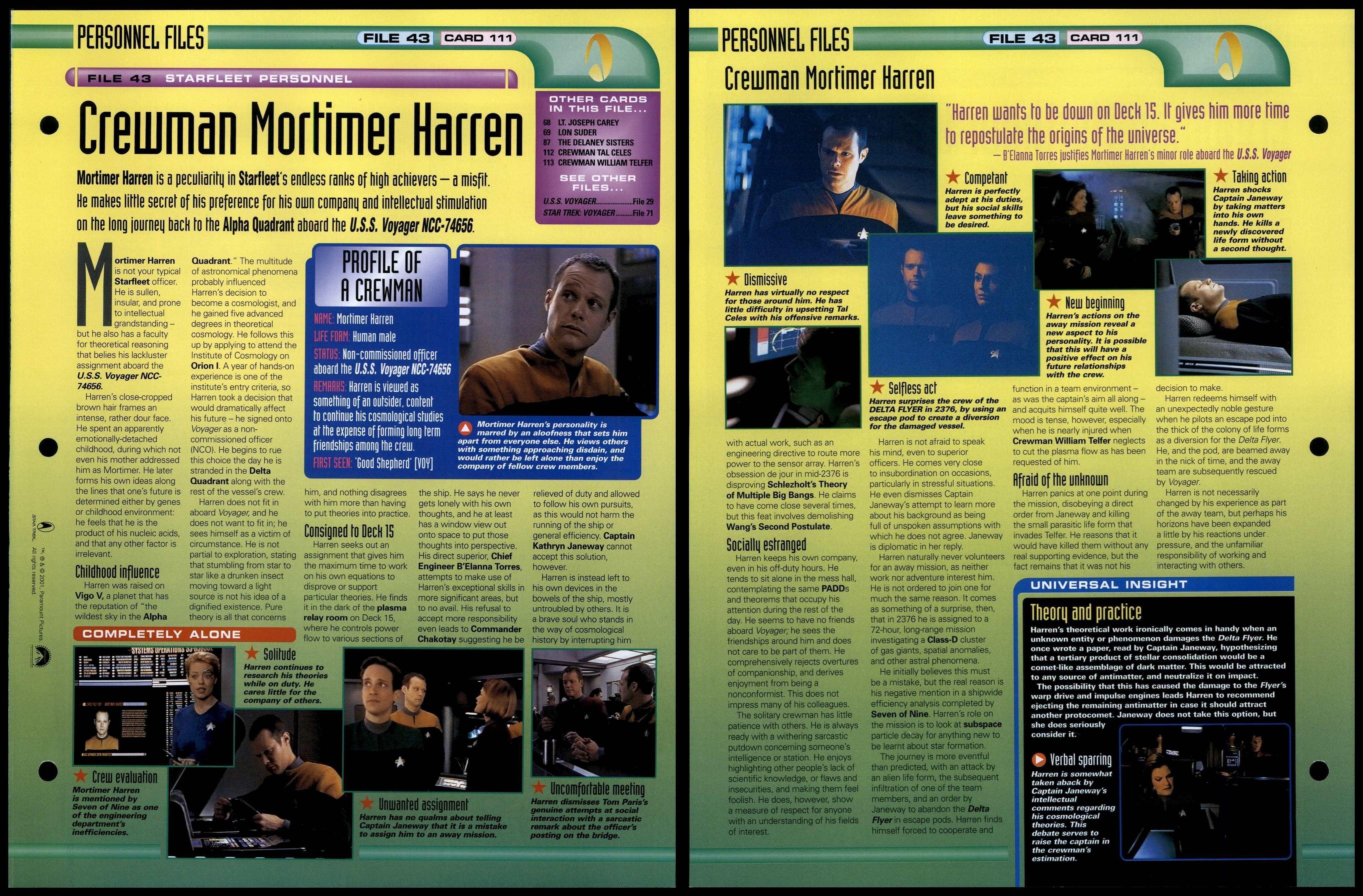 Crewman Mortimer Harren Starfleet Personnel Star Trek Fact File Page