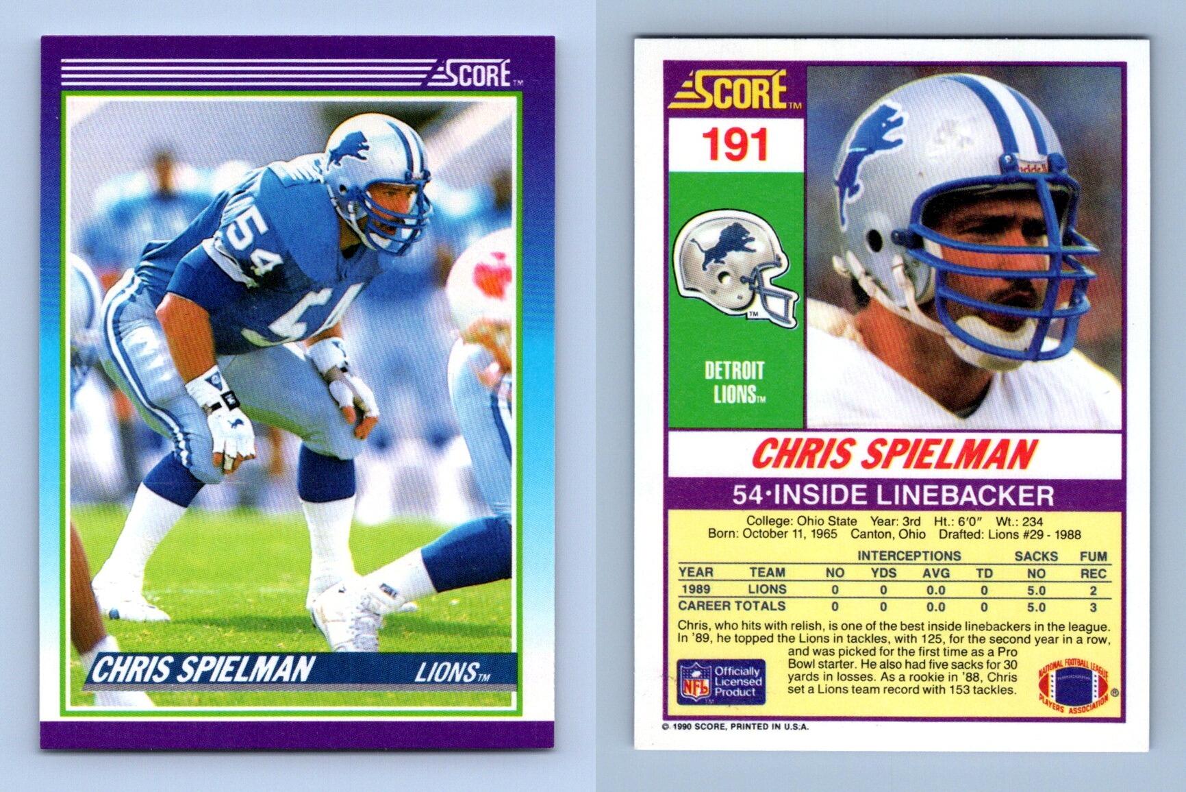 Chris Spielman - Lions #191 Score 1990 NFL Football Trading Card