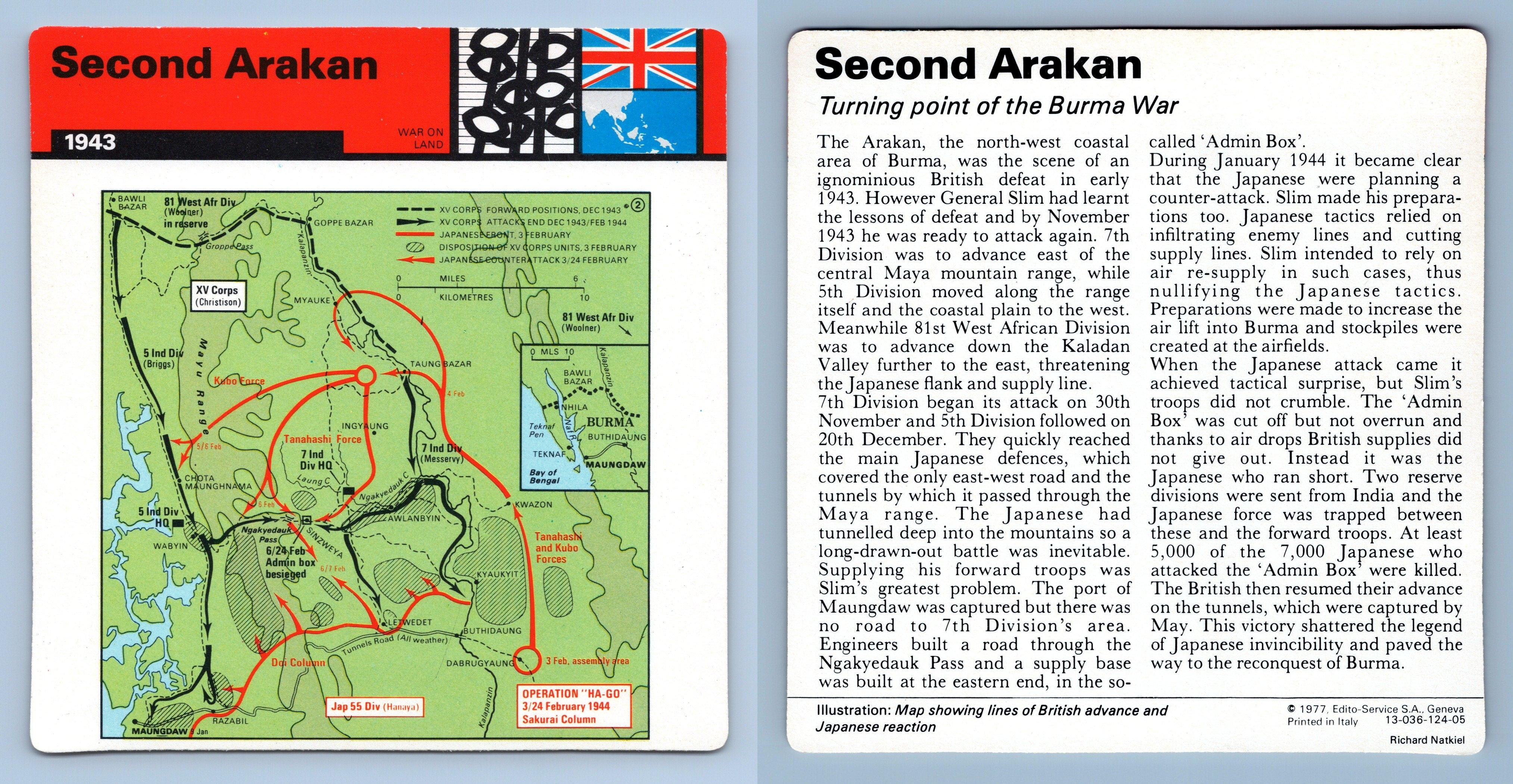 Second Arakan 1943 War On Land WW2 Edito Service SA 1977 Card