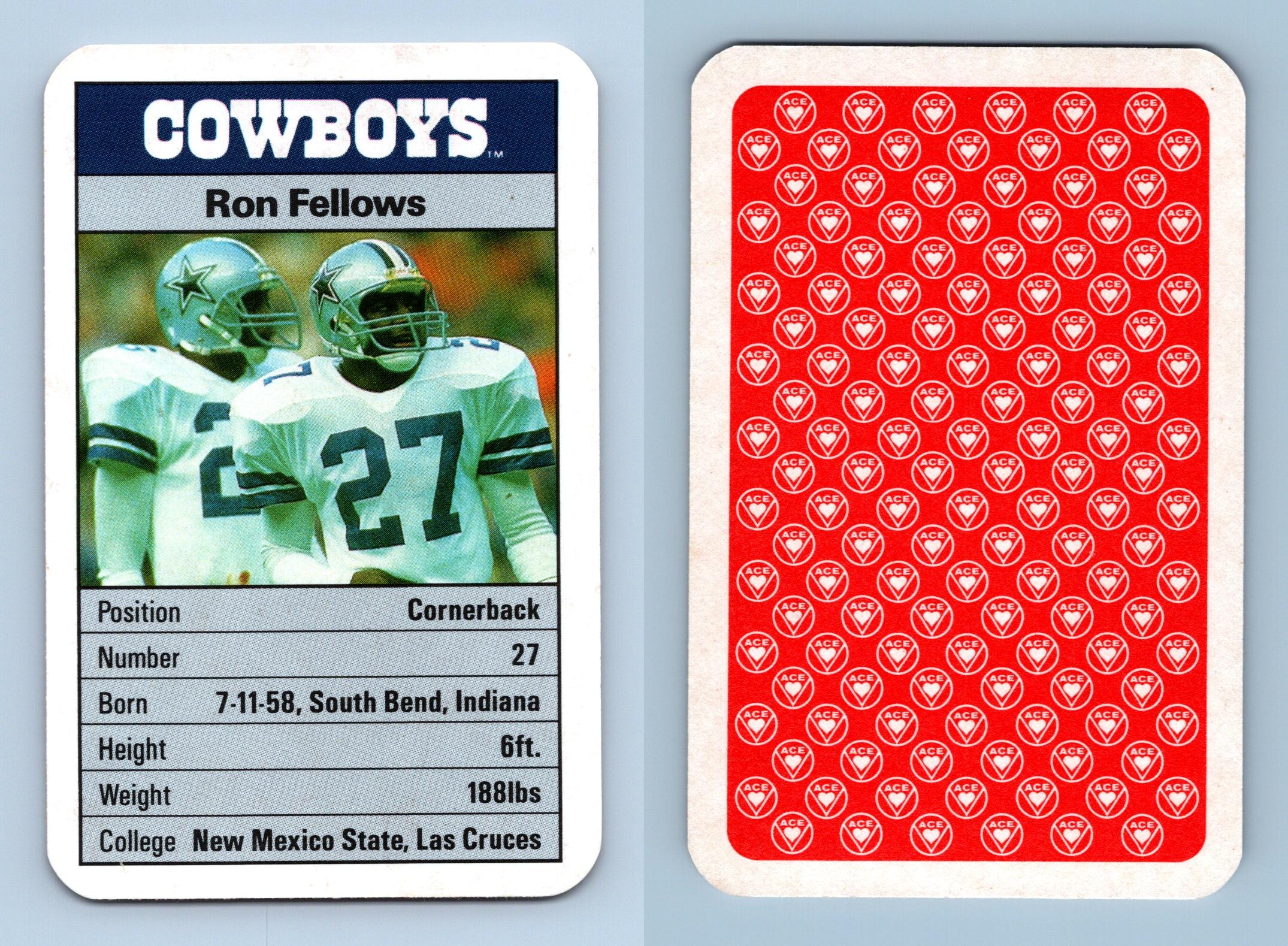 Ron Fellows Dallas Cowboys 1987 Ace Nfl Fact Pack Card