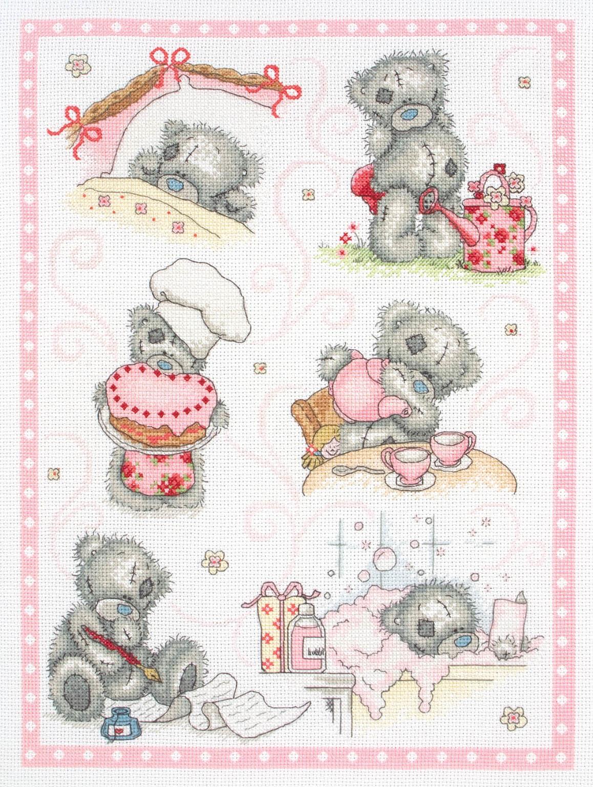 Anchor Tatty Teddy This kit contains: 14 count aida pre-sorted Anchor stranded cottons needle chart instructions Finished size: 38 x 28 cm TT219 - A Day in the Life