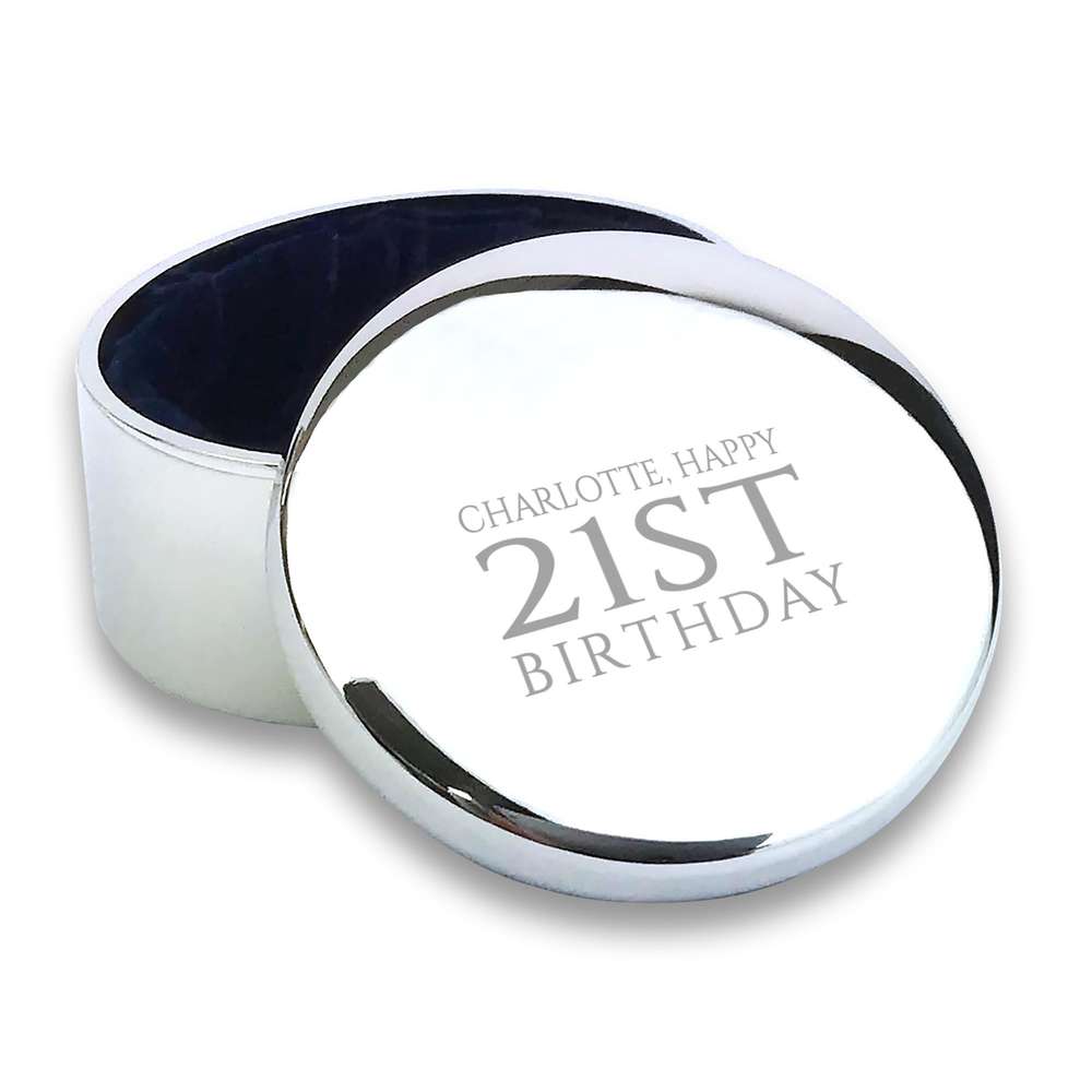 21st birthday engraved trinket box