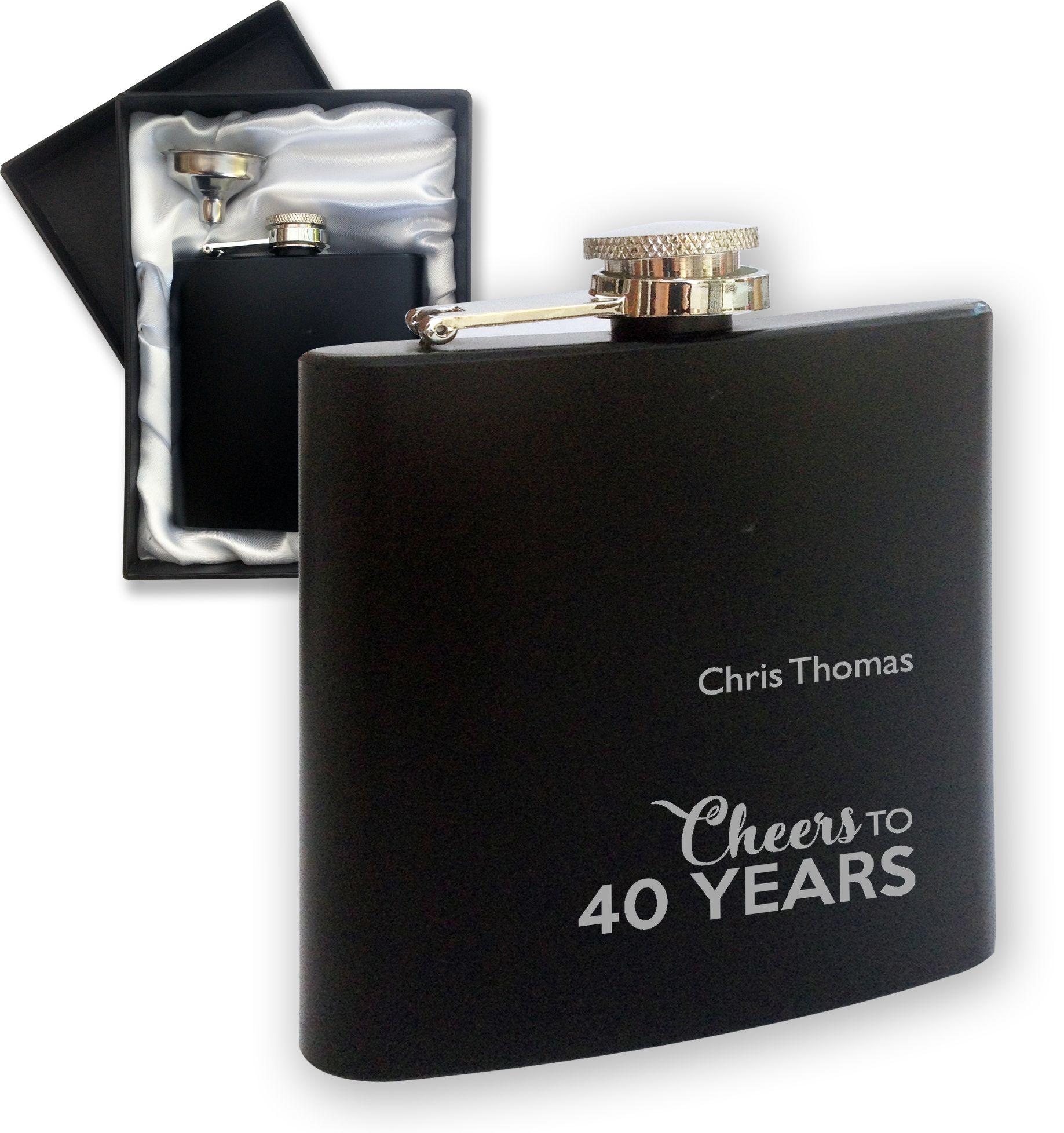 Gift Boxed Engraved 6oz Stainless Steel Hip Flask with Solid Pewter Dad Feature Dad